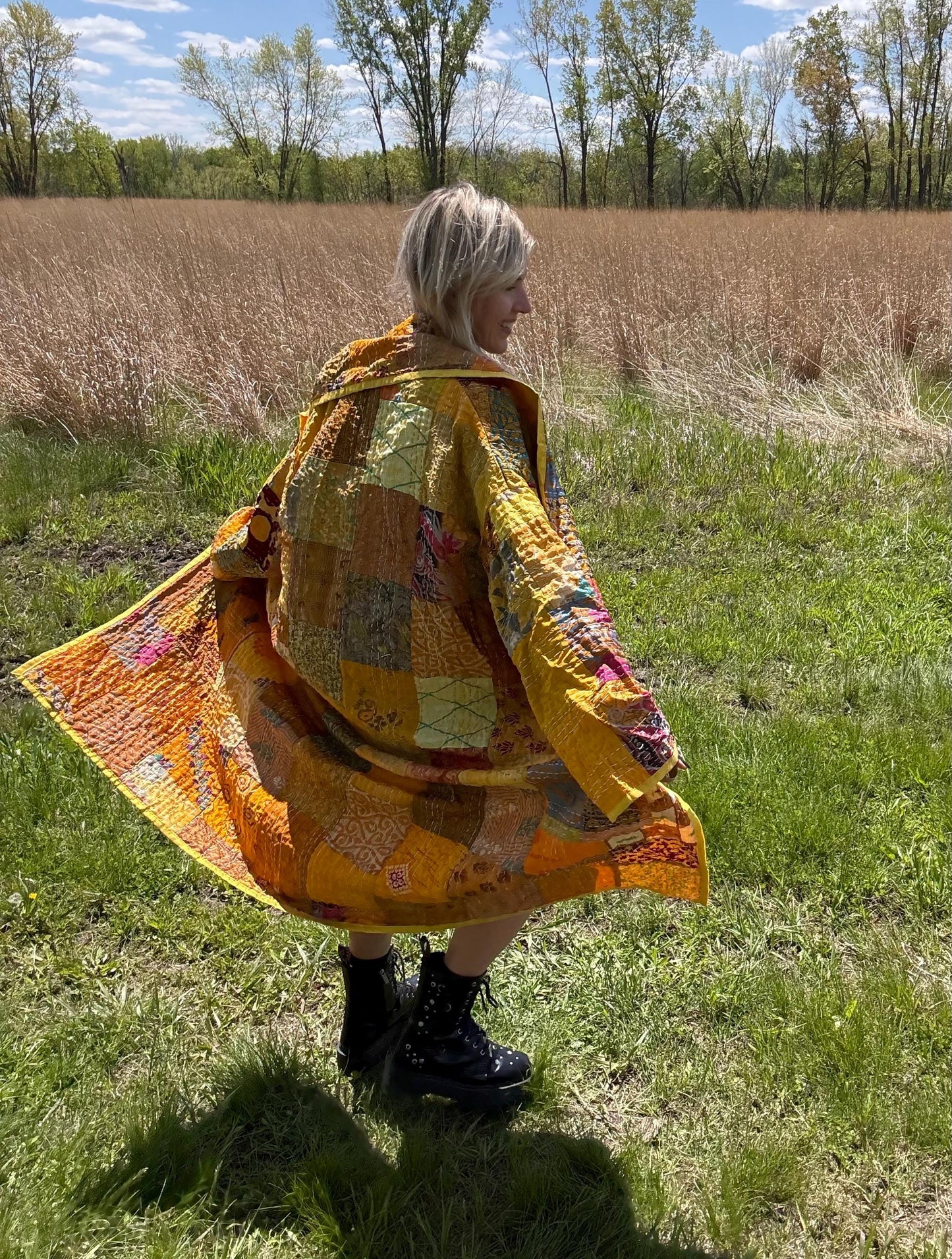Heart Of Gold Lightweight Patchwork Quilt Coat