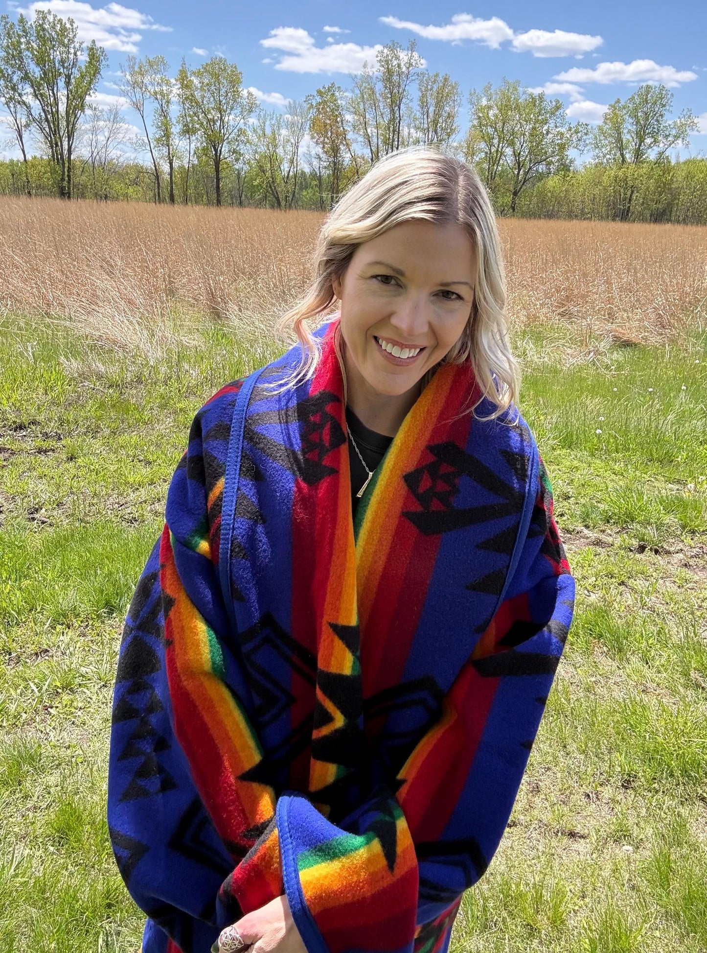 Desert Night Sky Oversized Geometric Wool Blanket Coat