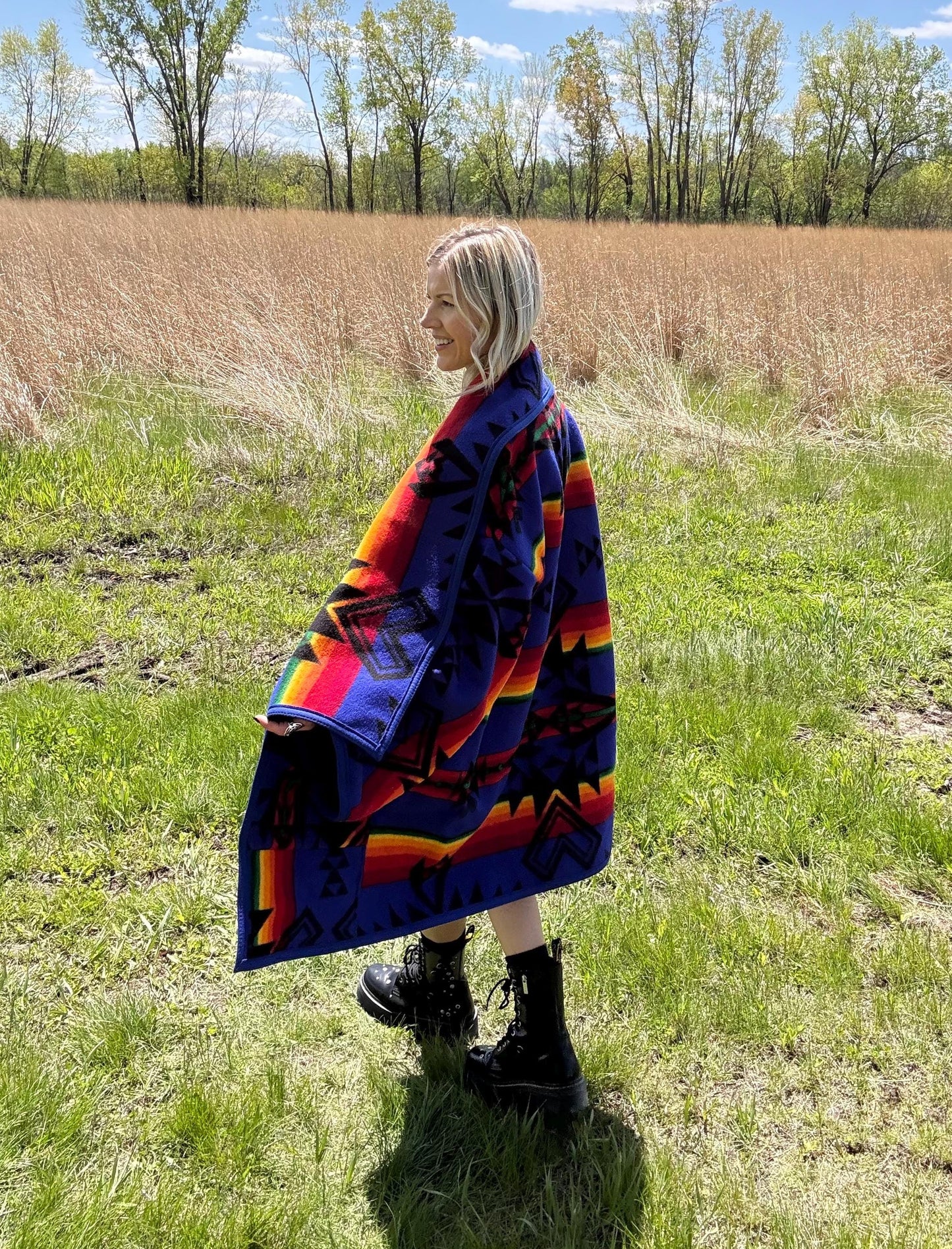 Desert Night Sky Oversized Geometric Wool Blanket Coat