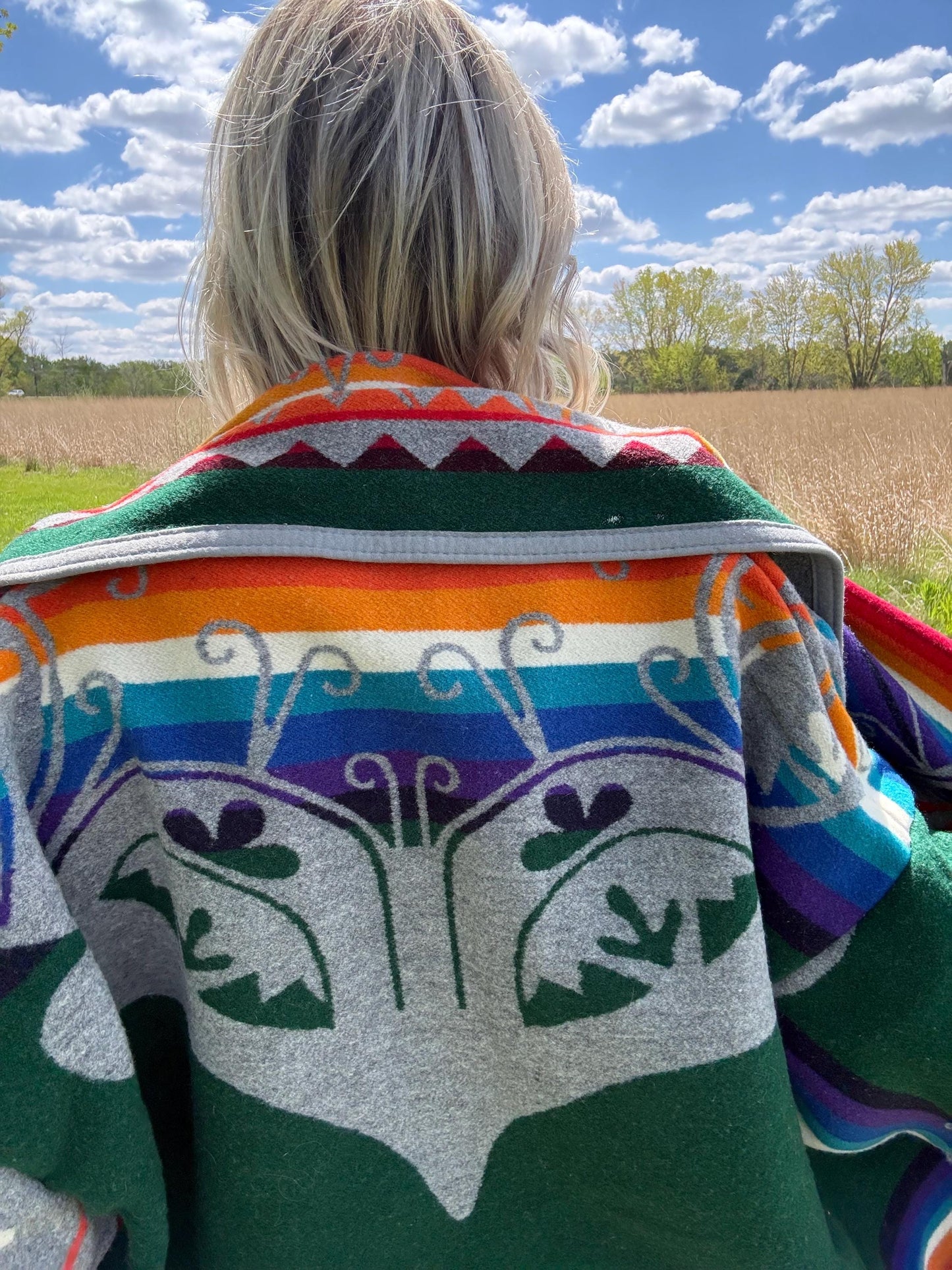 Sacred Turtle Energy Hunter Green Wool Blanket Coat