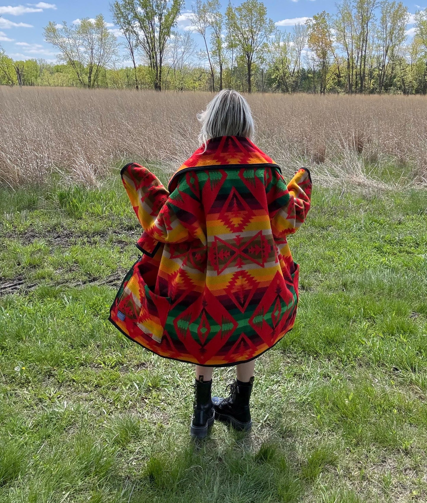 Desert Sunsets Oversized Southwestern Wool Blanket Coat
