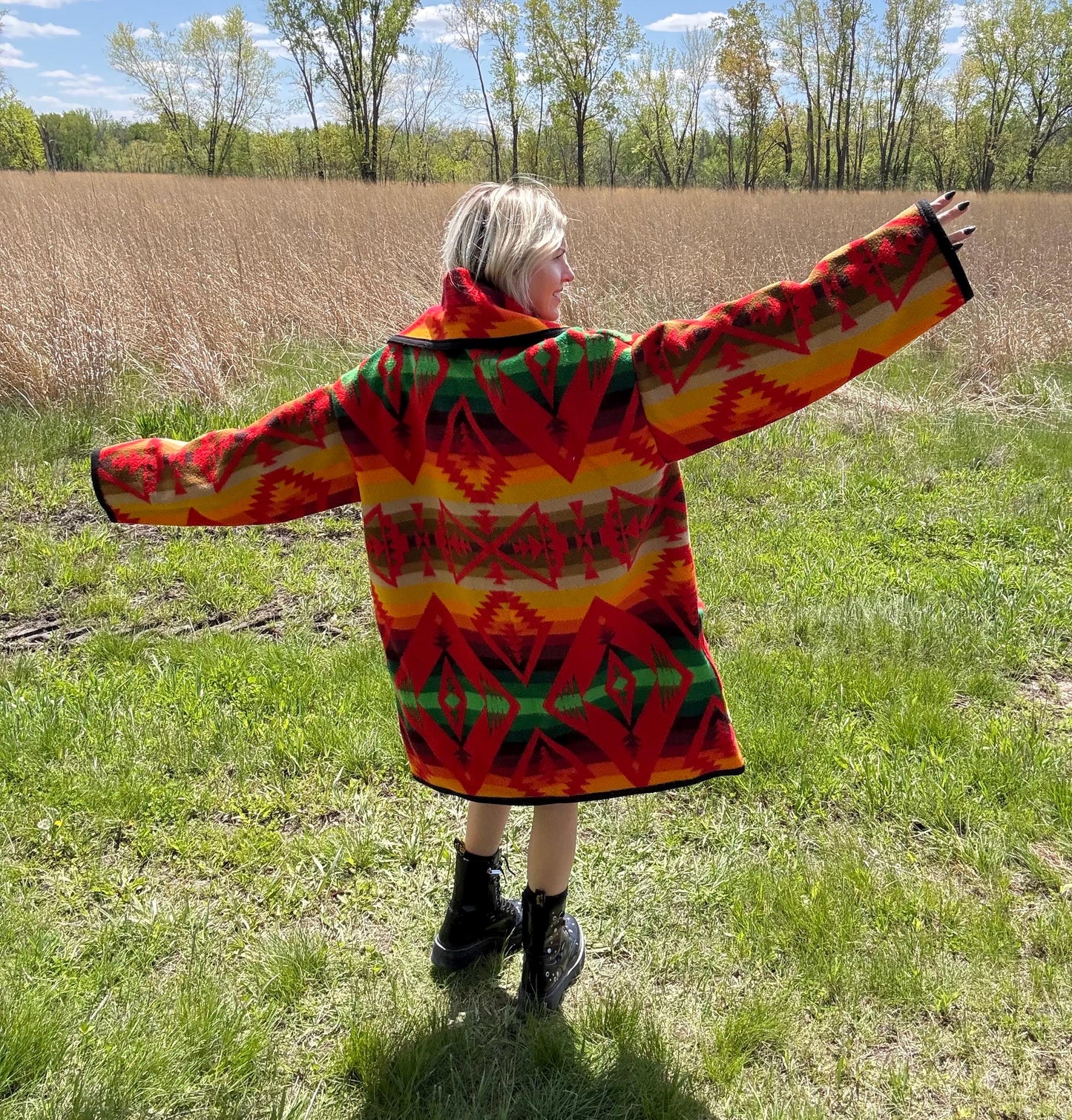 Desert Sunsets Oversized Southwestern Wool Blanket Coat