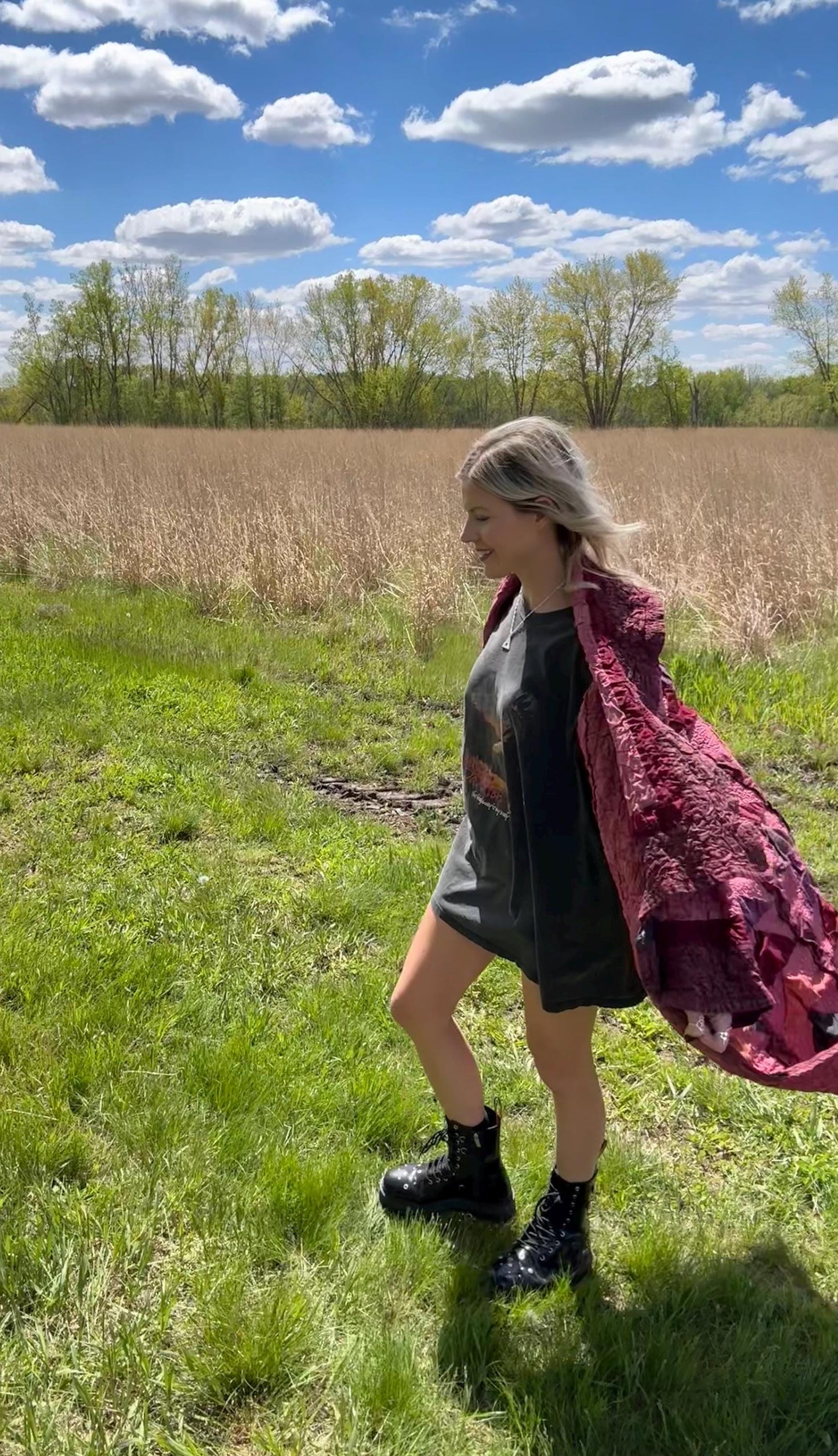 Marvelous Merlot Crinkle Patchwork Quilt Jacket
