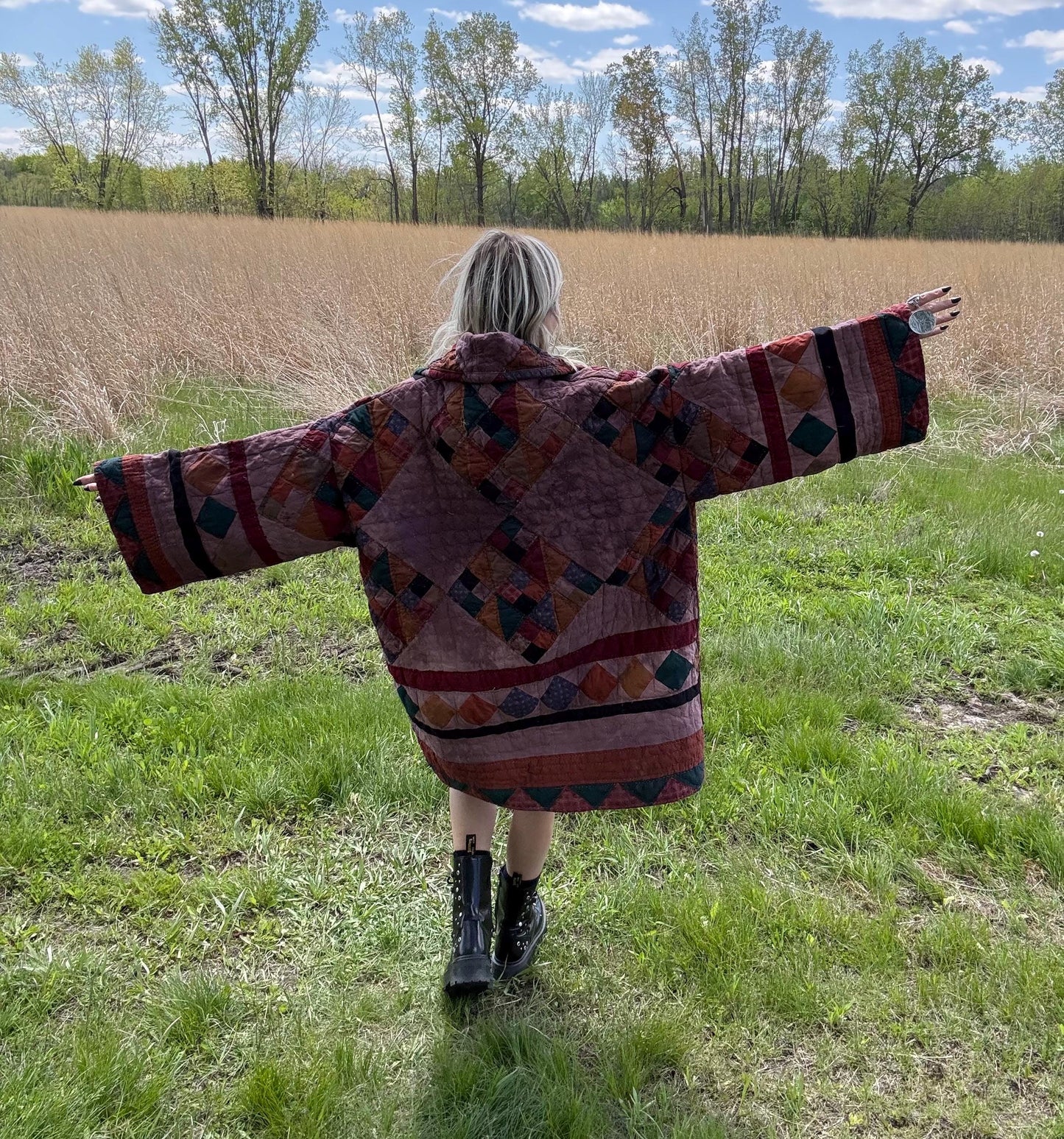 Rustic Brown Oversized Quilt Coat