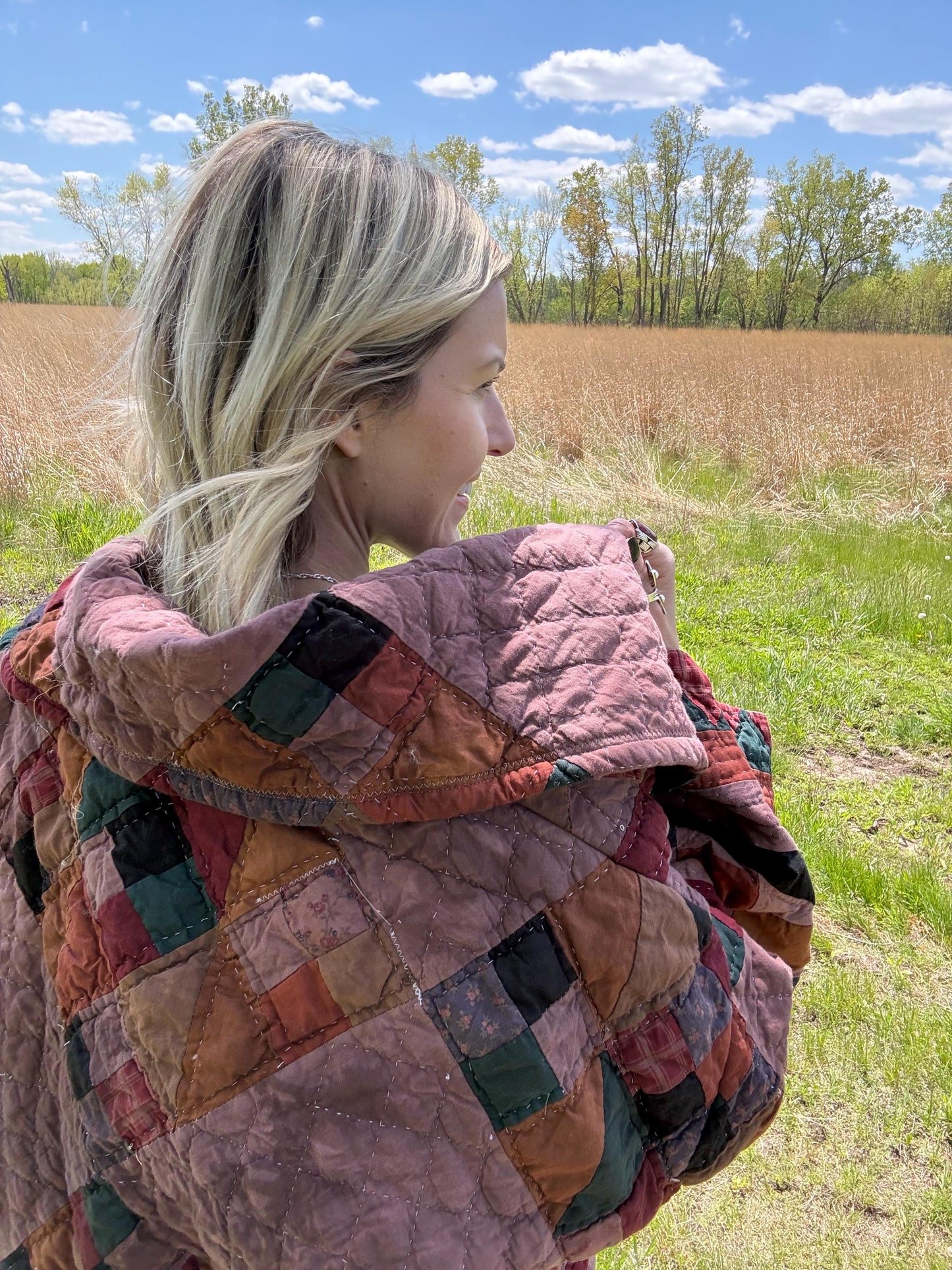 Rustic Brown Oversized Quilt Coat