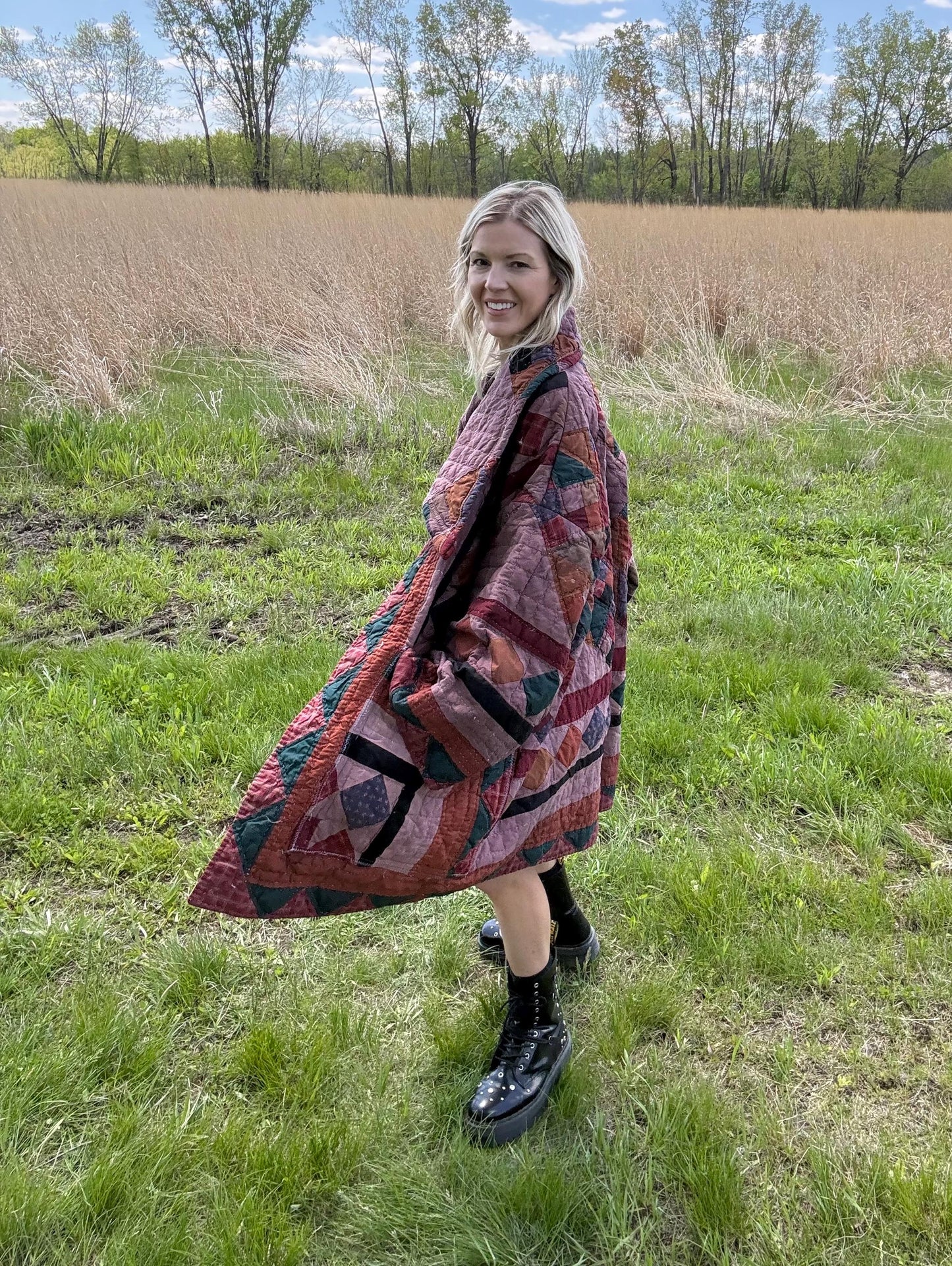 Rustic Brown Oversized Quilt Coat