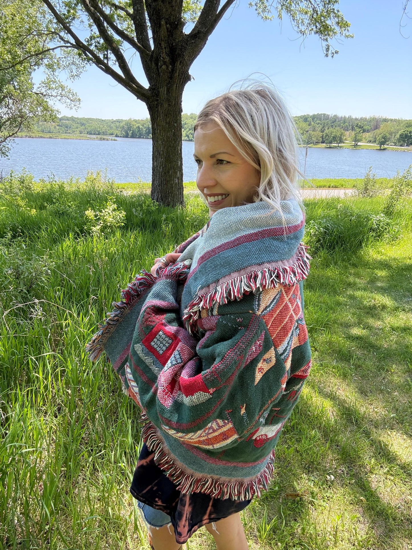 County Fair Cutie Boho Fringe Blanket Cardigan