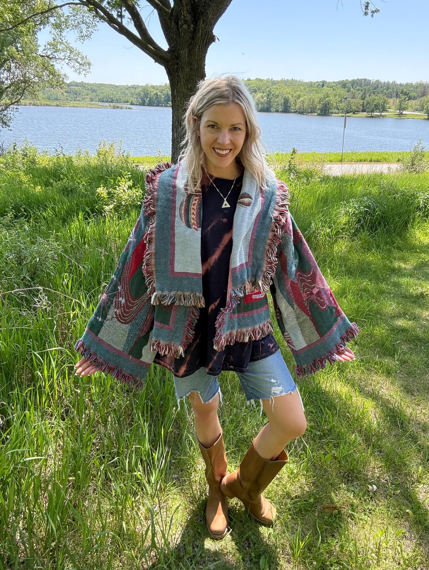 County Fair Cutie Boho Fringe Blanket Cardigan