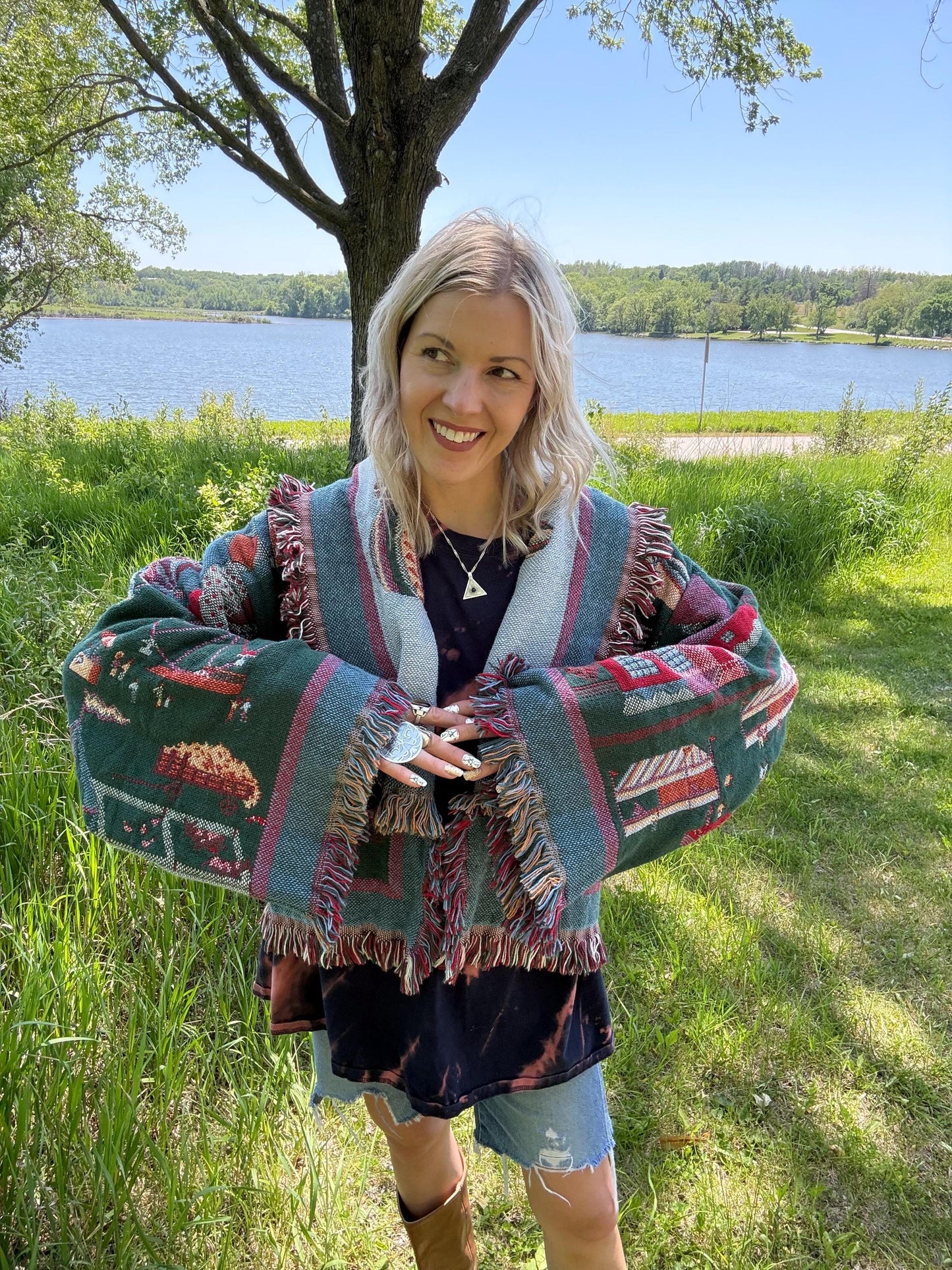 County Fair Cutie Boho Fringe Blanket Cardigan