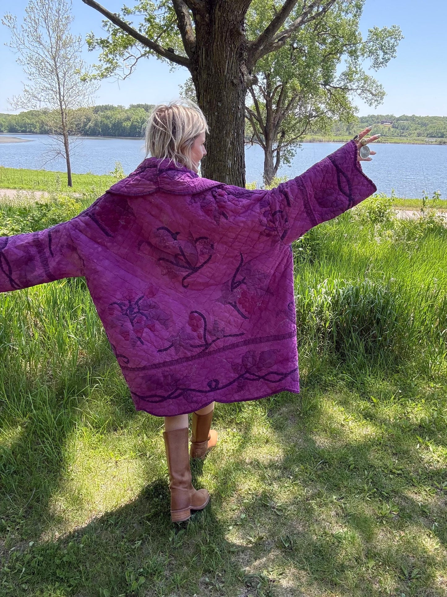 Grape Romance Cozy Oversized Statement Quilt Coat