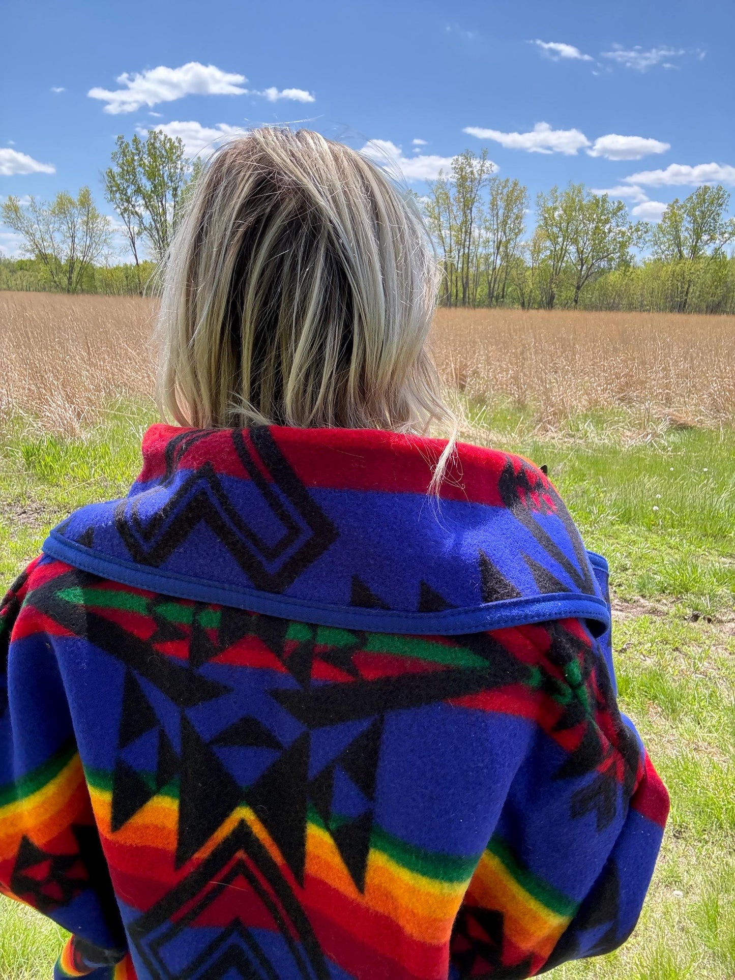 Desert Night Sky Oversized Geometric Wool Blanket Coat