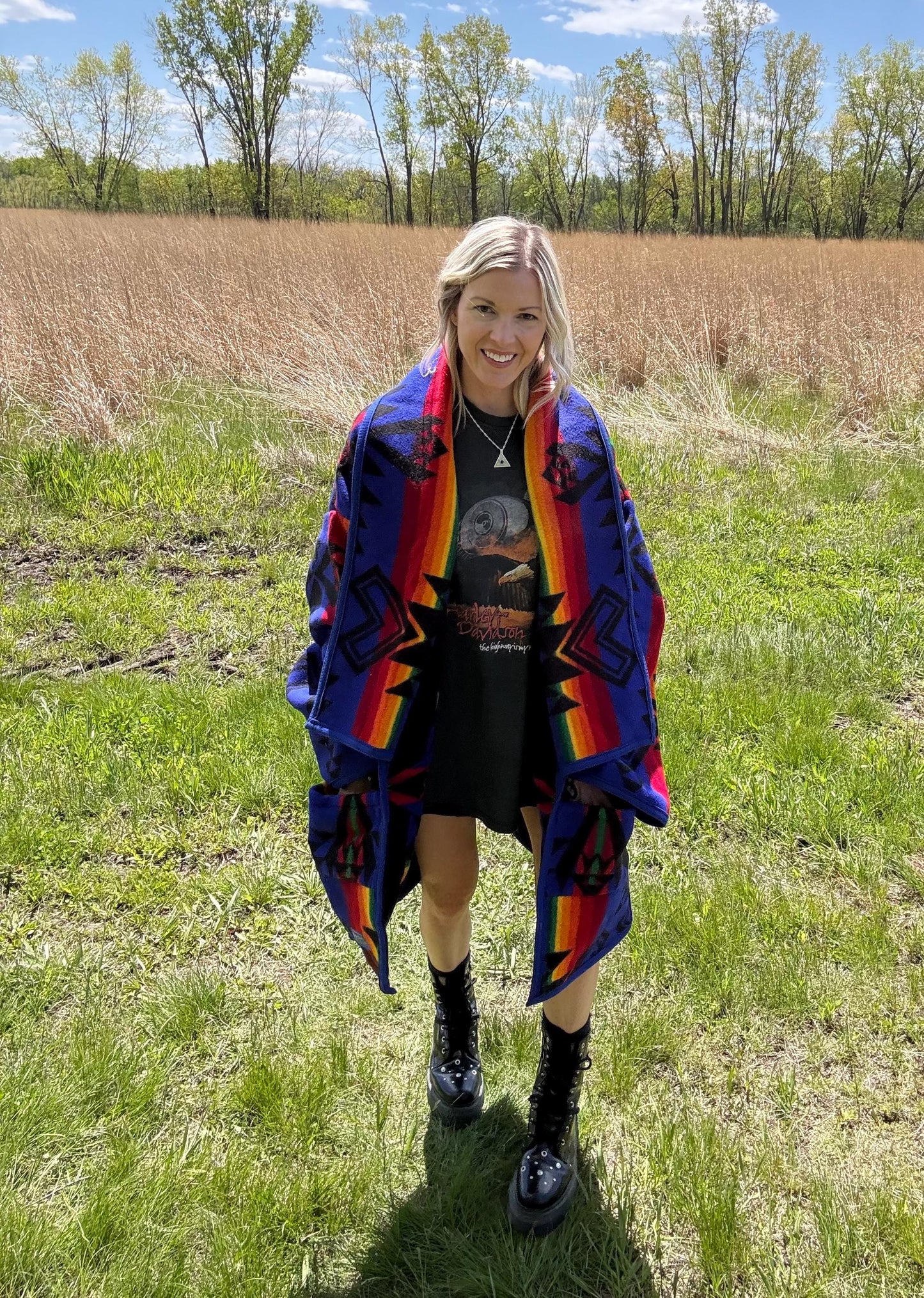 Desert Night Sky Oversized Geometric Wool Blanket Coat