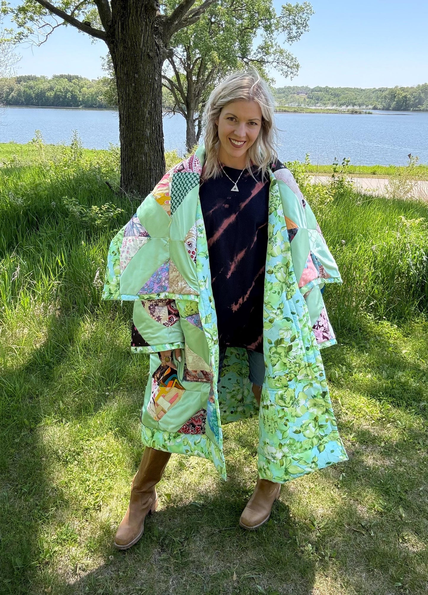 Mint Muse Extra Oversized Antique Patchwork Quilt Coat