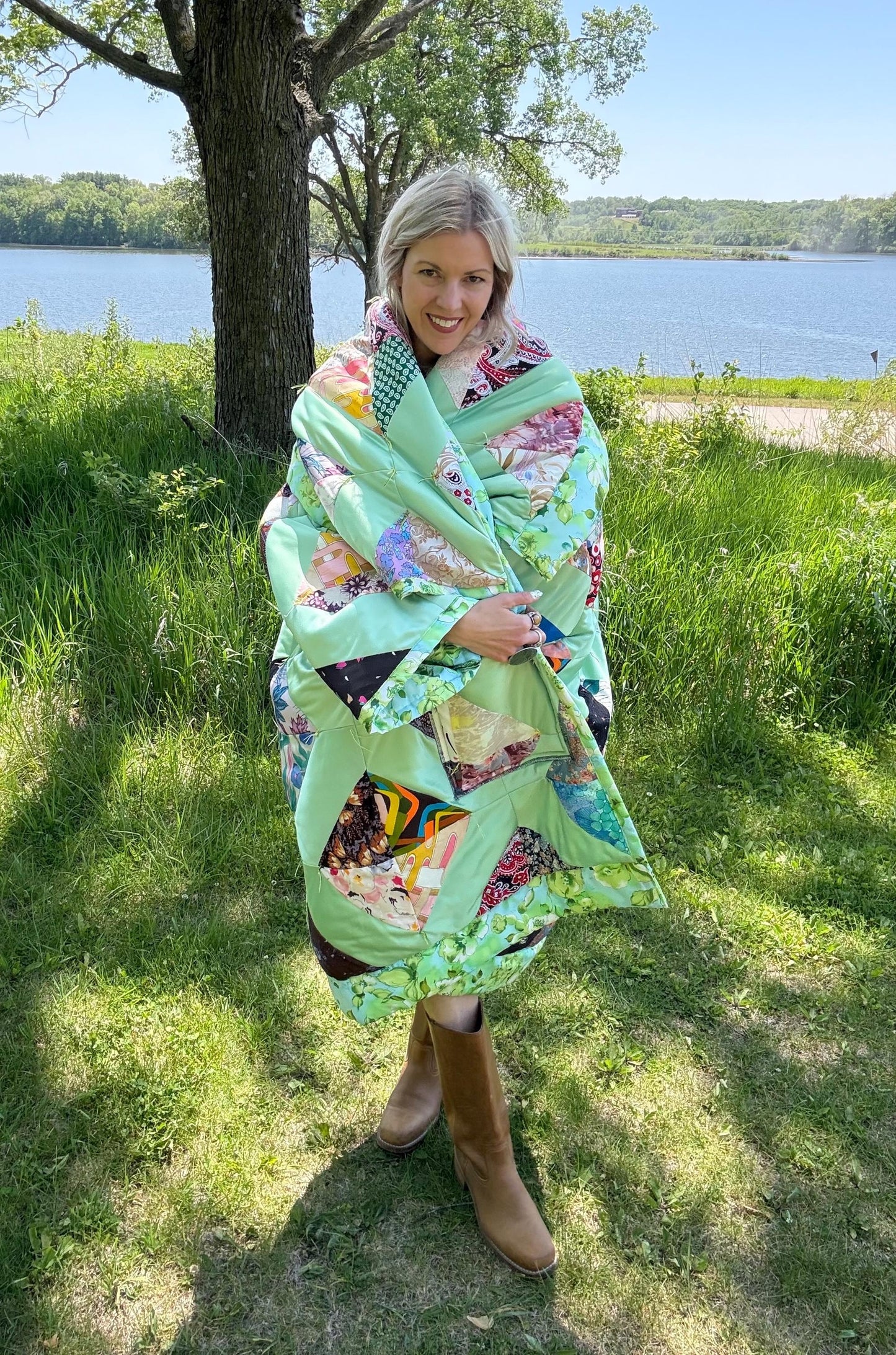 Mint Muse Extra Oversized Antique Patchwork Quilt Coat