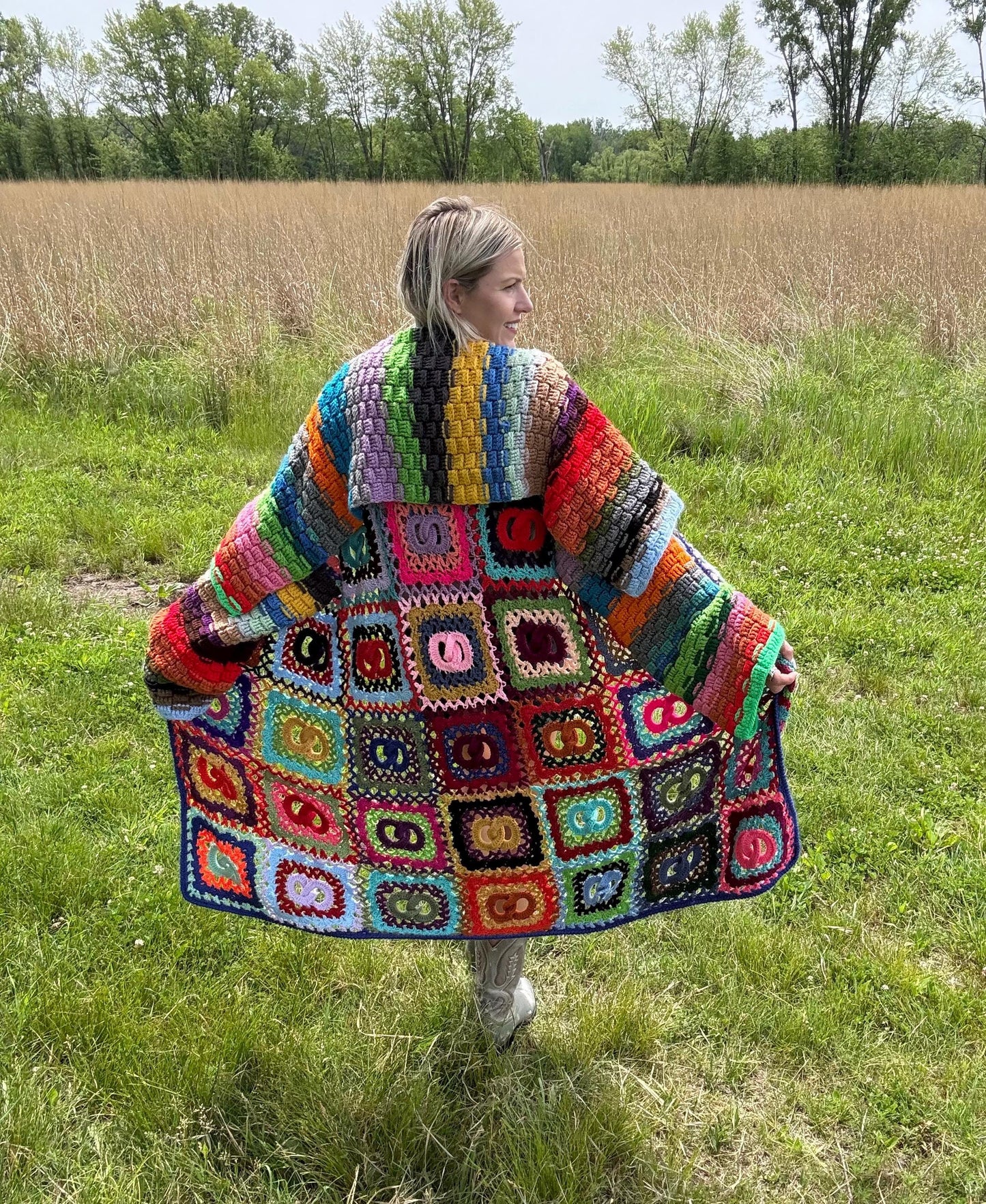 Together Forever Rainbow Wedding Ring Crochet Sweater