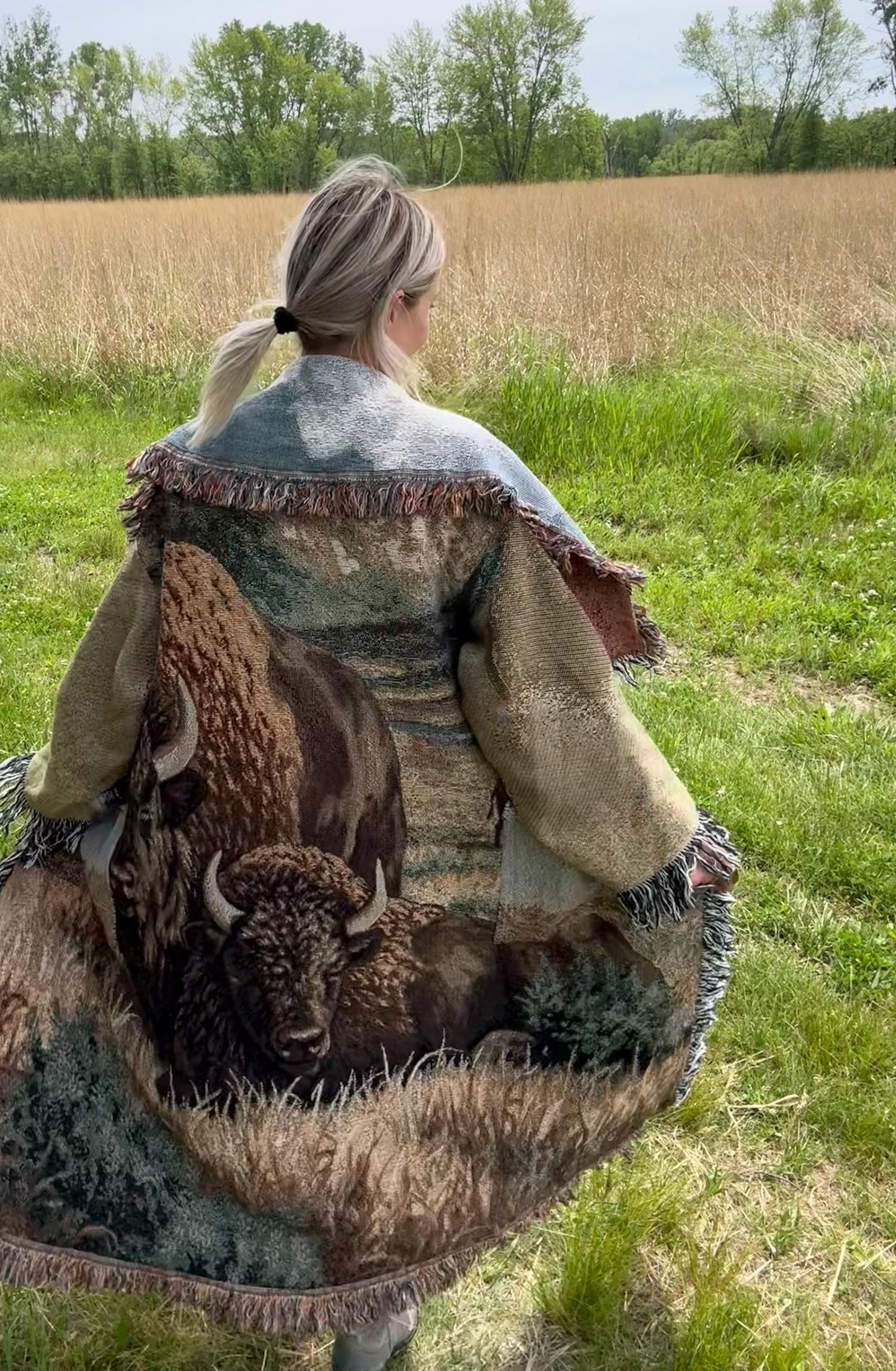 Bison Love Long Boho Blanket Coat