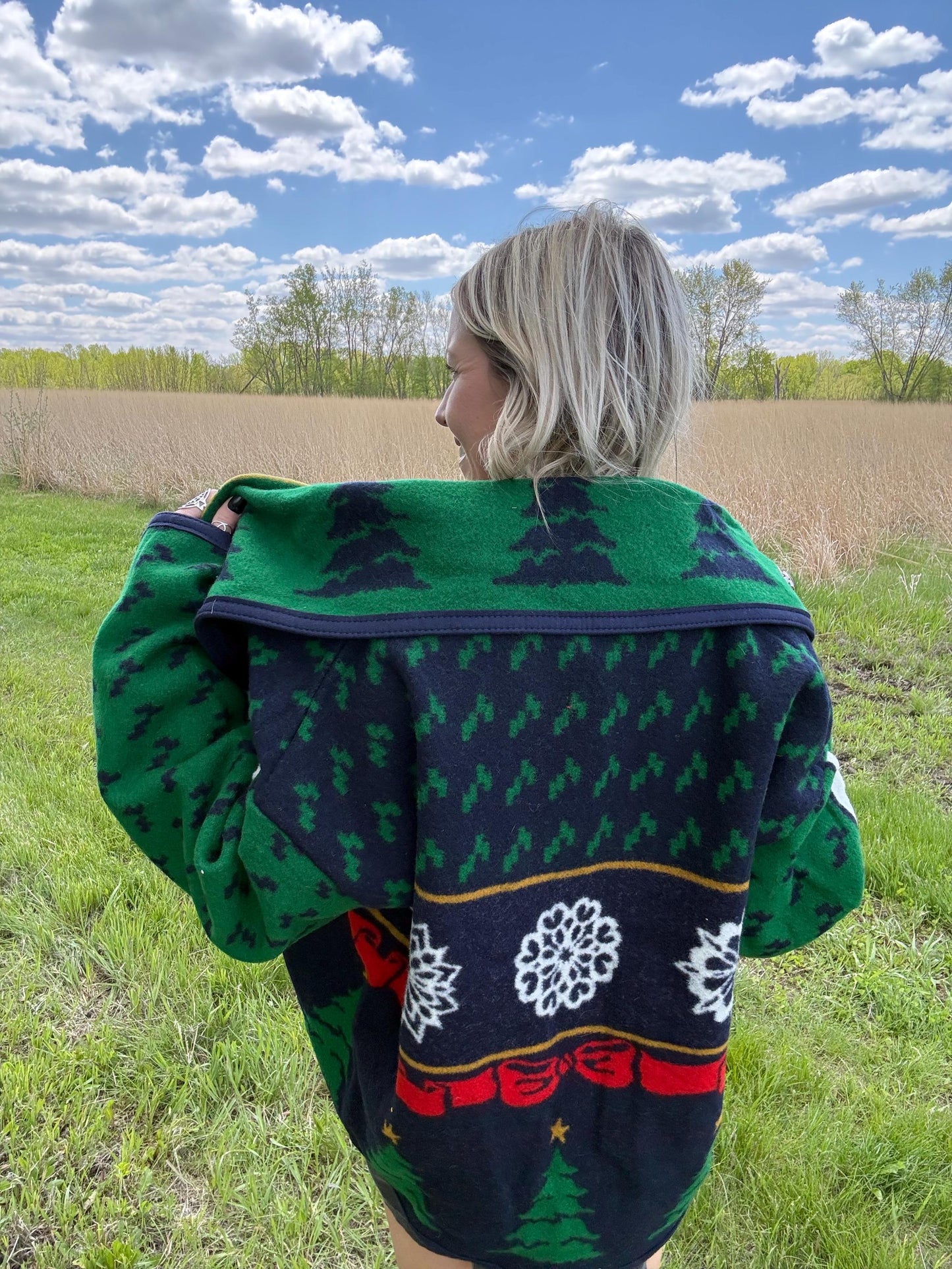 Holiday Cheer Cozy Wool Blanket Coat