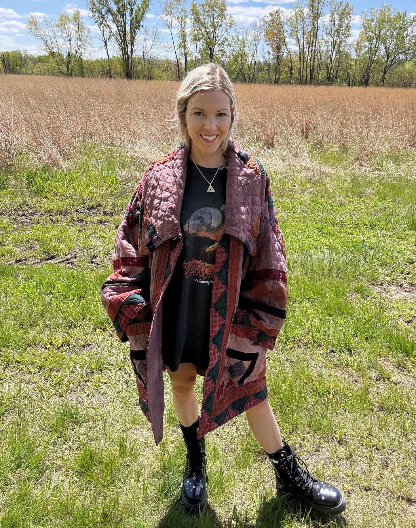 Rustic Brown Oversized Quilt Coat