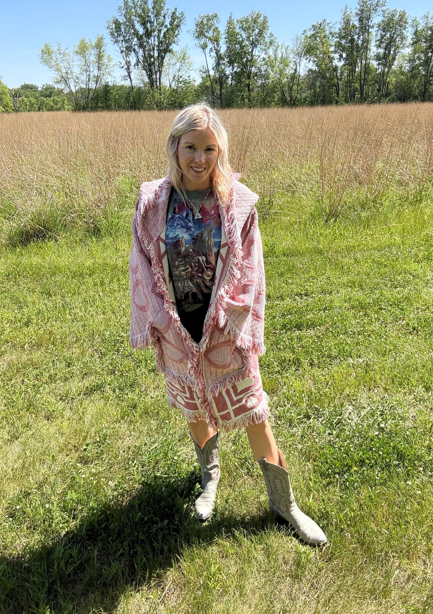 Heart Full Of Love Dusty Pink Oversized Blanket Coat