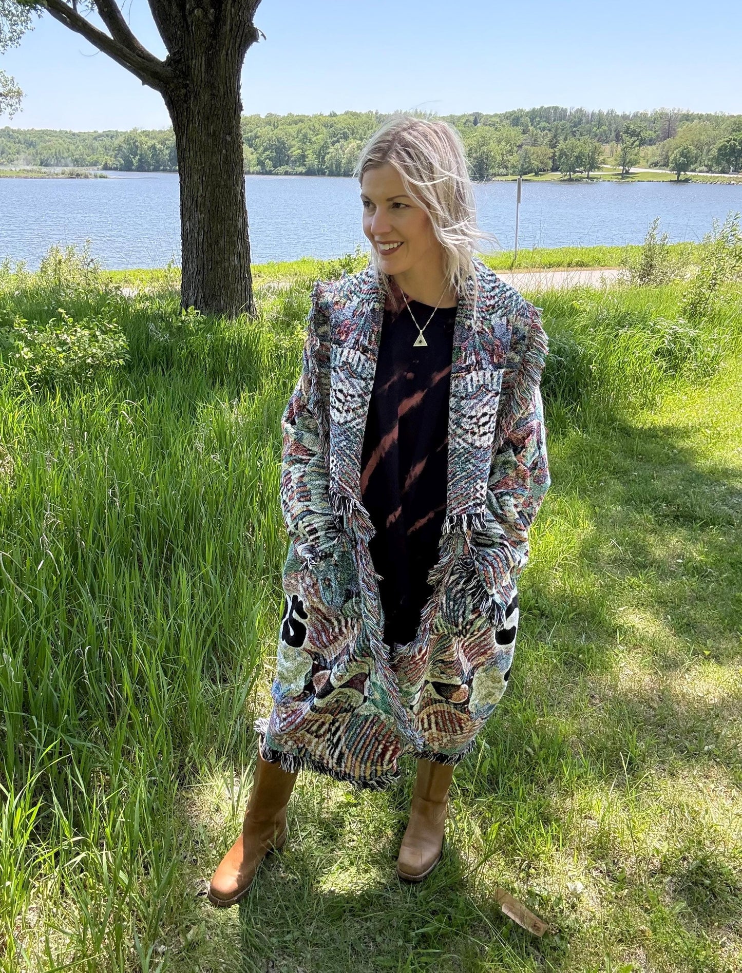Kindness Rules Psychedelic Statement Blanket Coat
