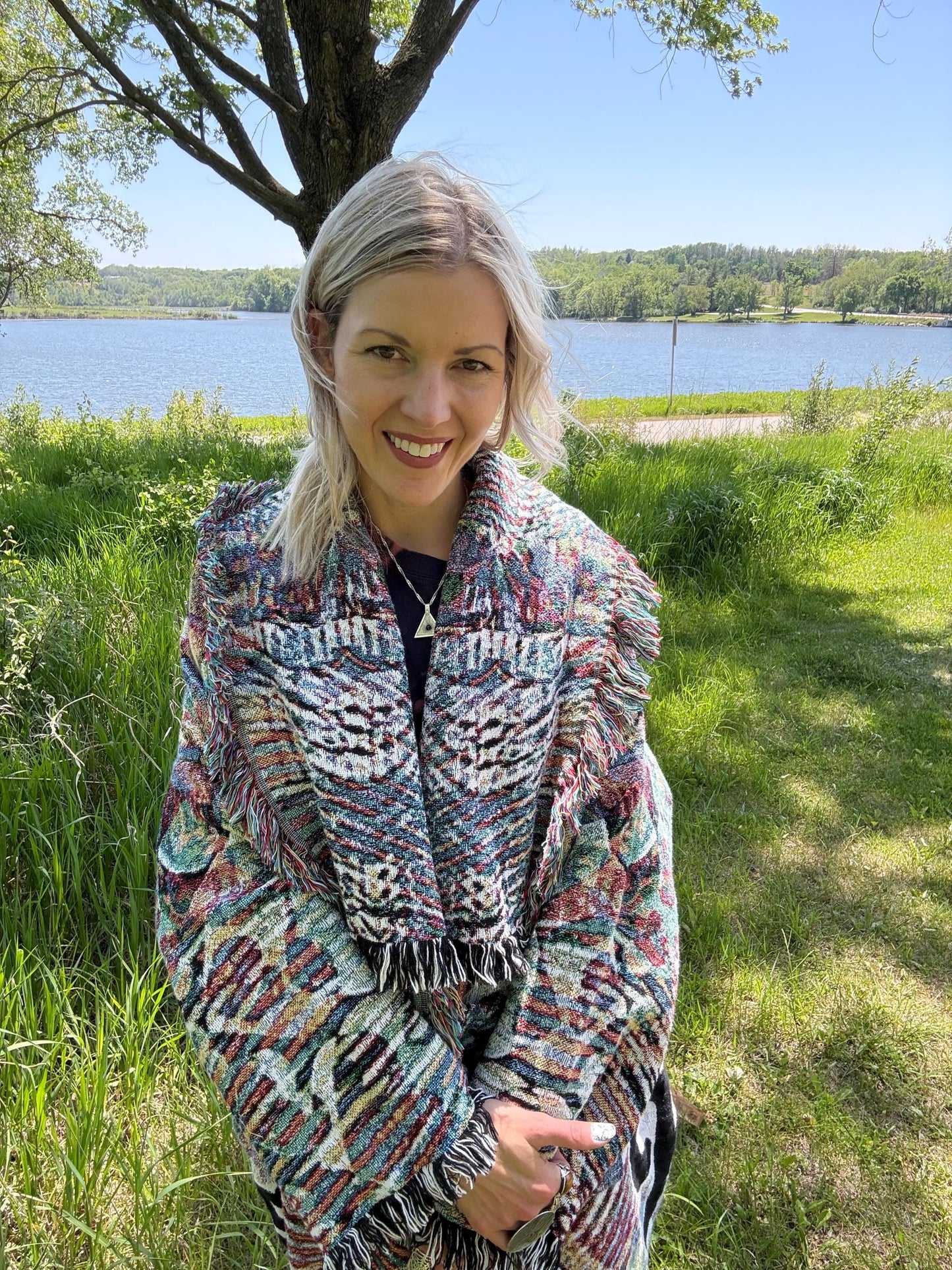 Kindness Rules Psychedelic Statement Blanket Coat
