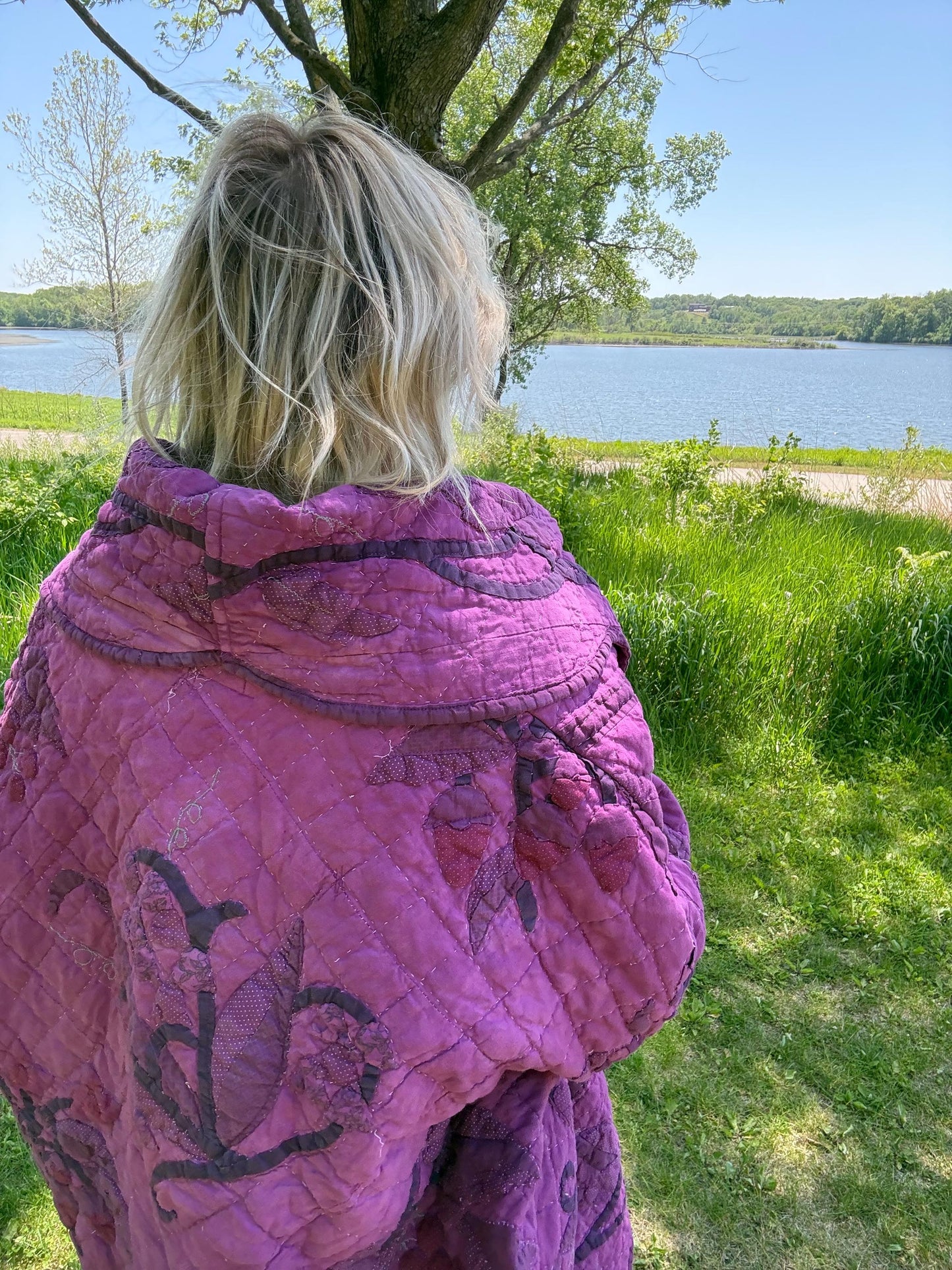 Grape Romance Cozy Oversized Statement Quilt Coat