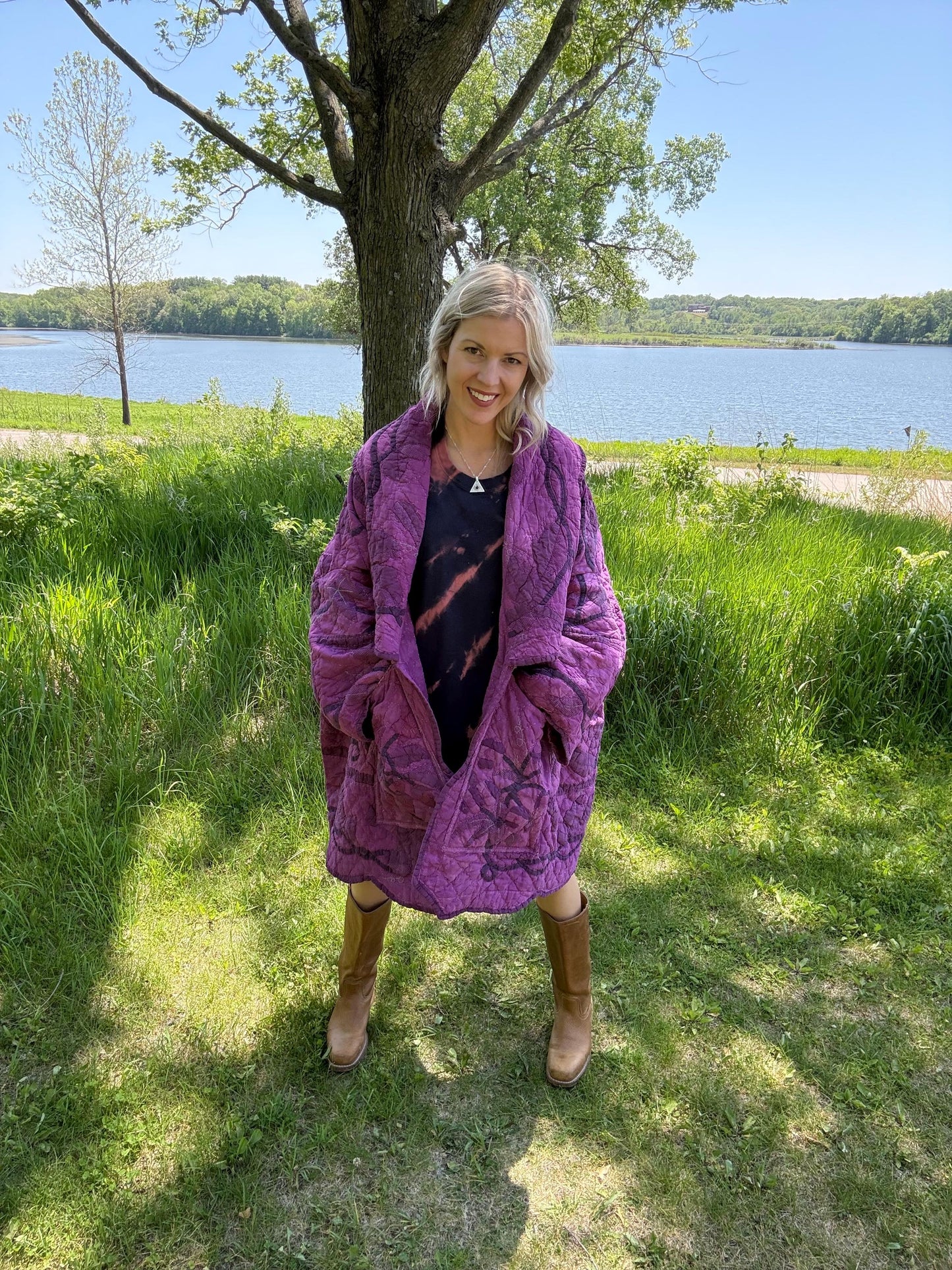 Grape Romance Cozy Oversized Statement Quilt Coat