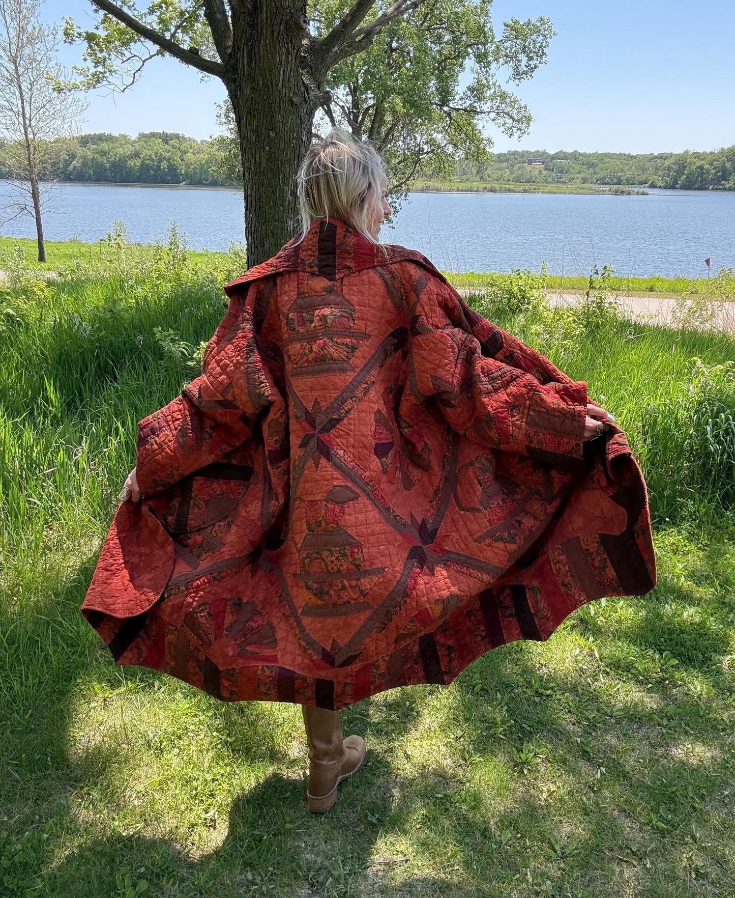 Terracotta Cutie Oversized Statement Quilt Coat