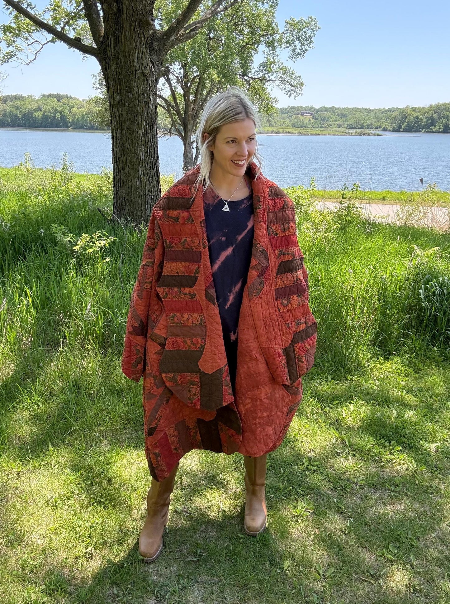 Terracotta Cutie Oversized Statement Quilt Coat