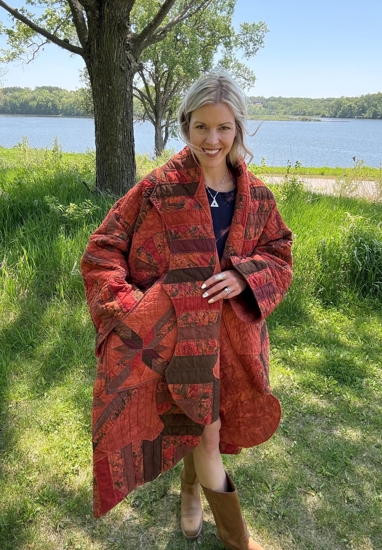 Terracotta Cutie Oversized Statement Quilt Coat