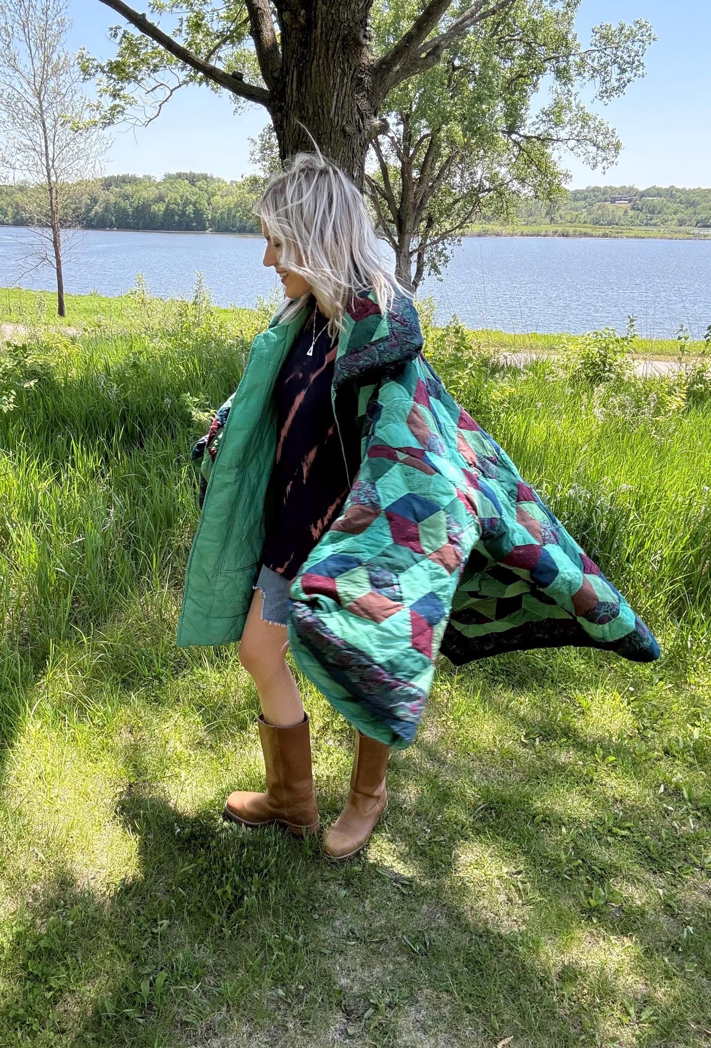 Jade Muse Extra Oversized Statement Quilt Coat