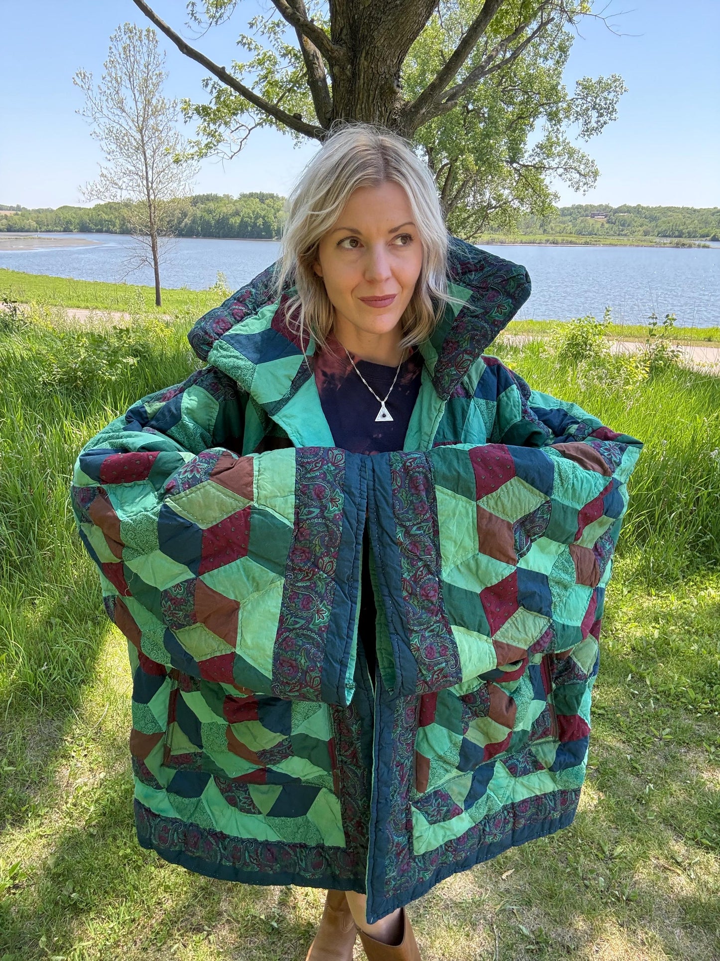 Jade Muse Extra Oversized Statement Quilt Coat
