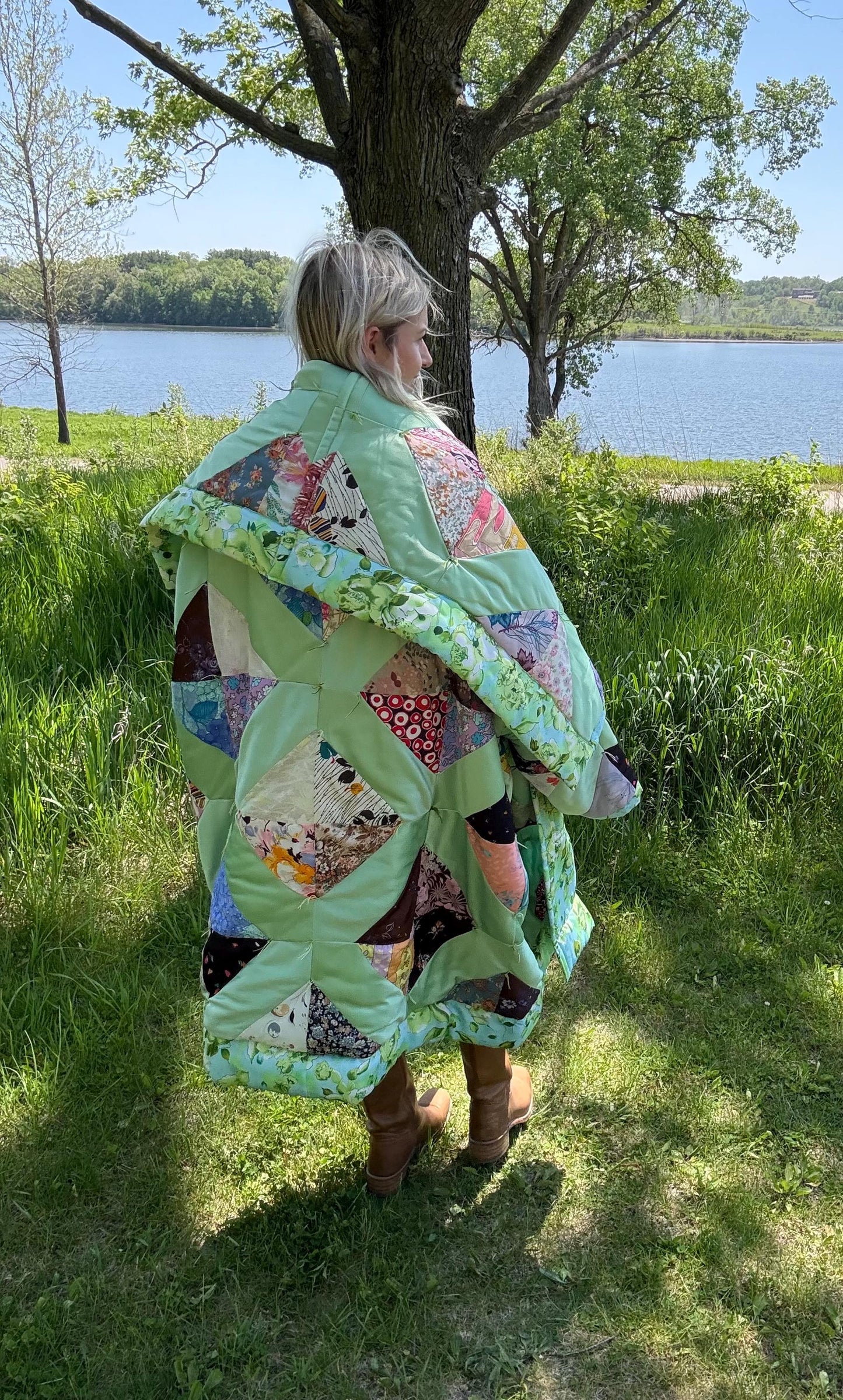 Mint Muse Extra Oversized Antique Patchwork Quilt Coat