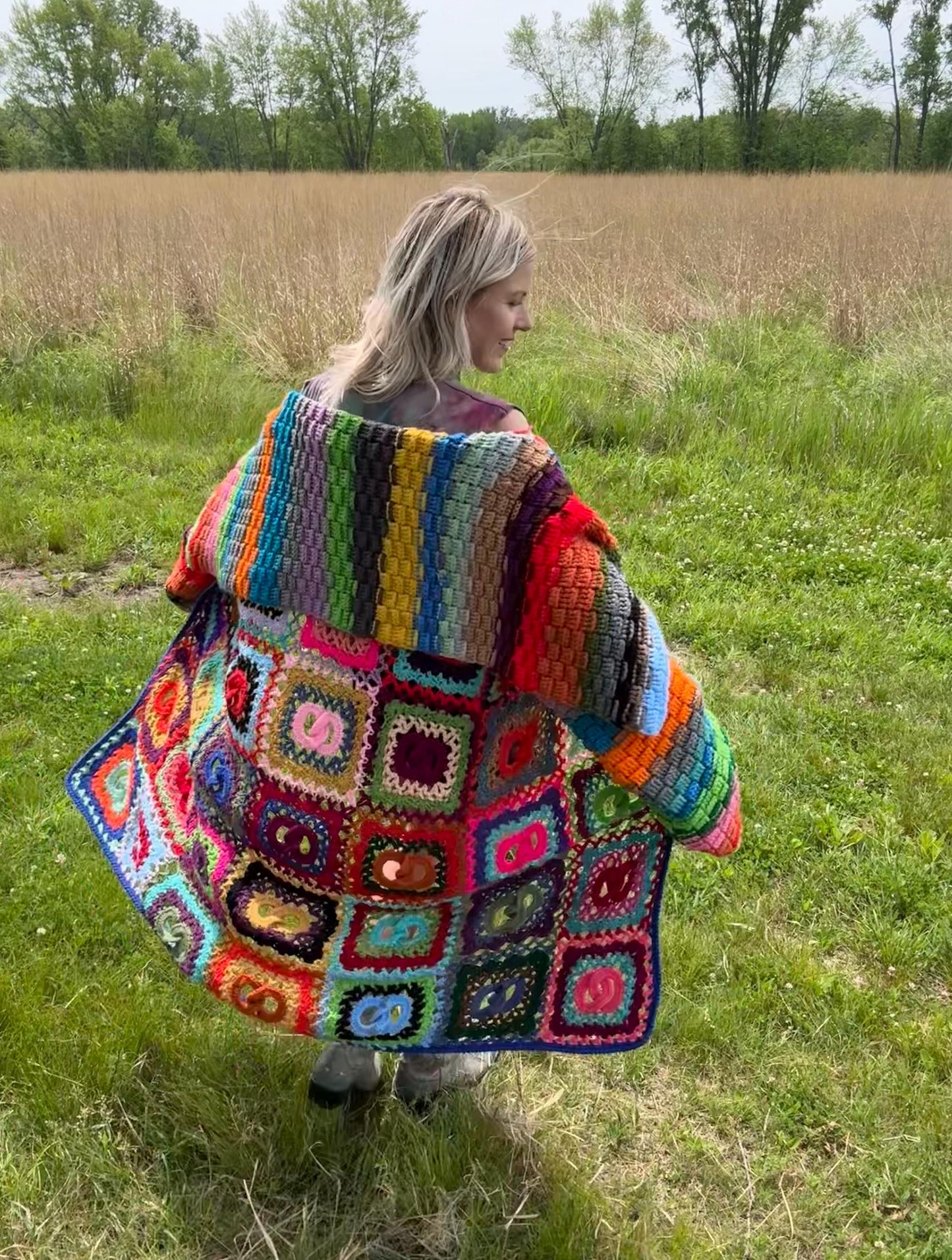 Together Forever Rainbow Wedding Ring Crochet Sweater