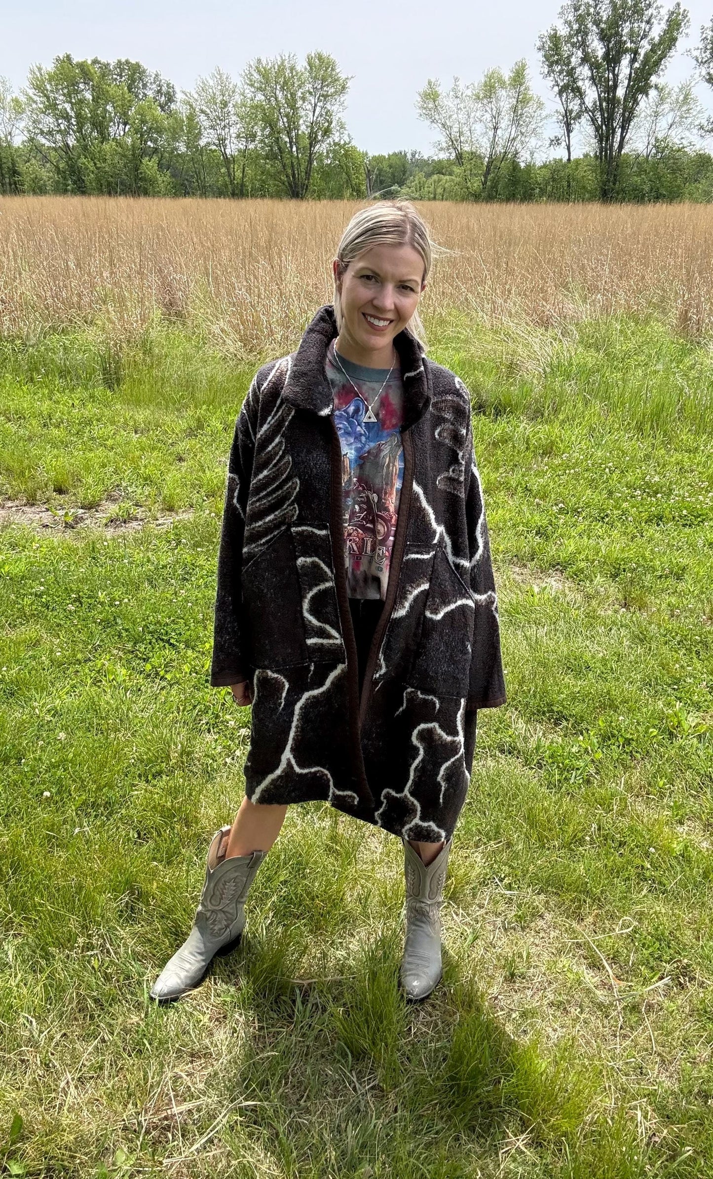 Take Flight Bald Eagle Lightning Fleece Blanket Jacket