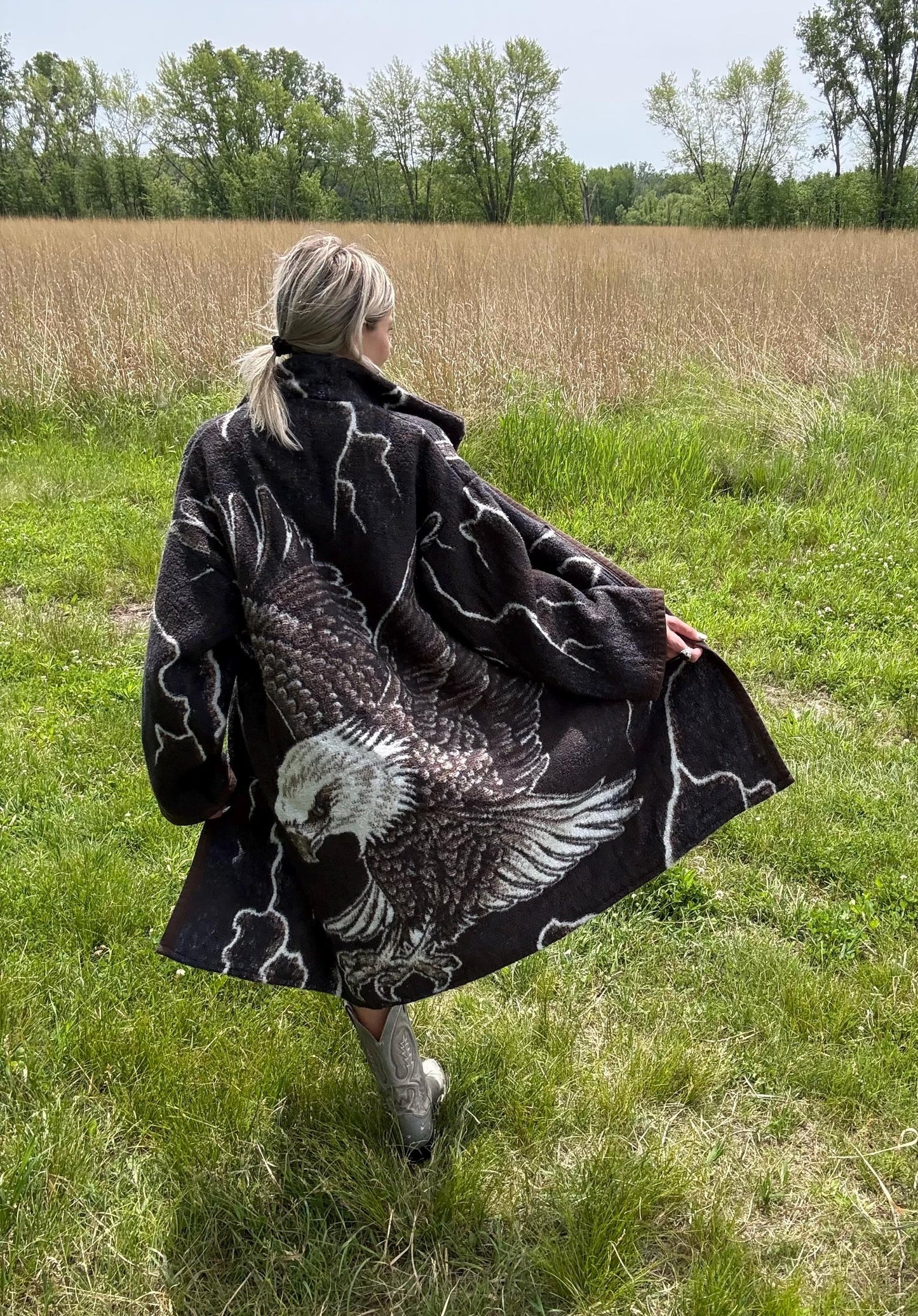 Take Flight Bald Eagle Lightning Fleece Blanket Jacket