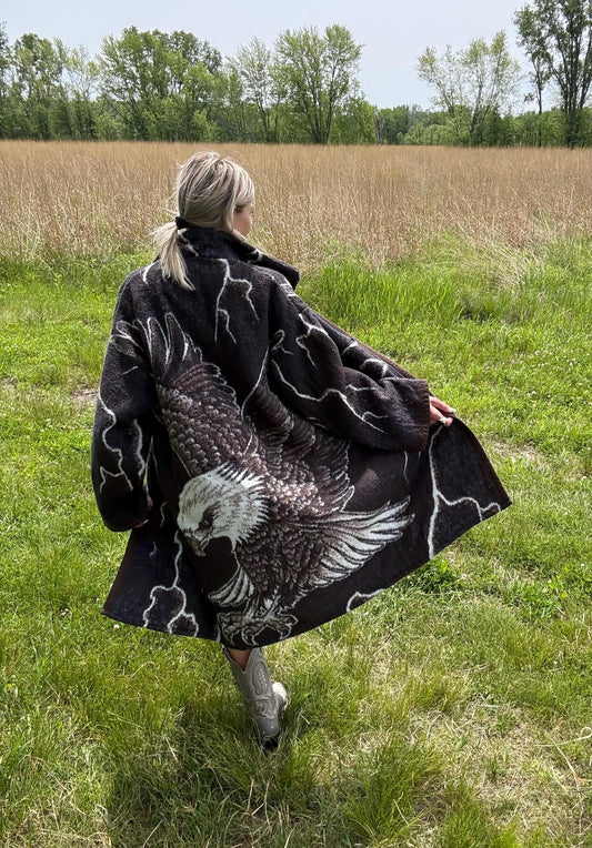Take Flight Bald Eagle Lightning Fleece Blanket Jacket