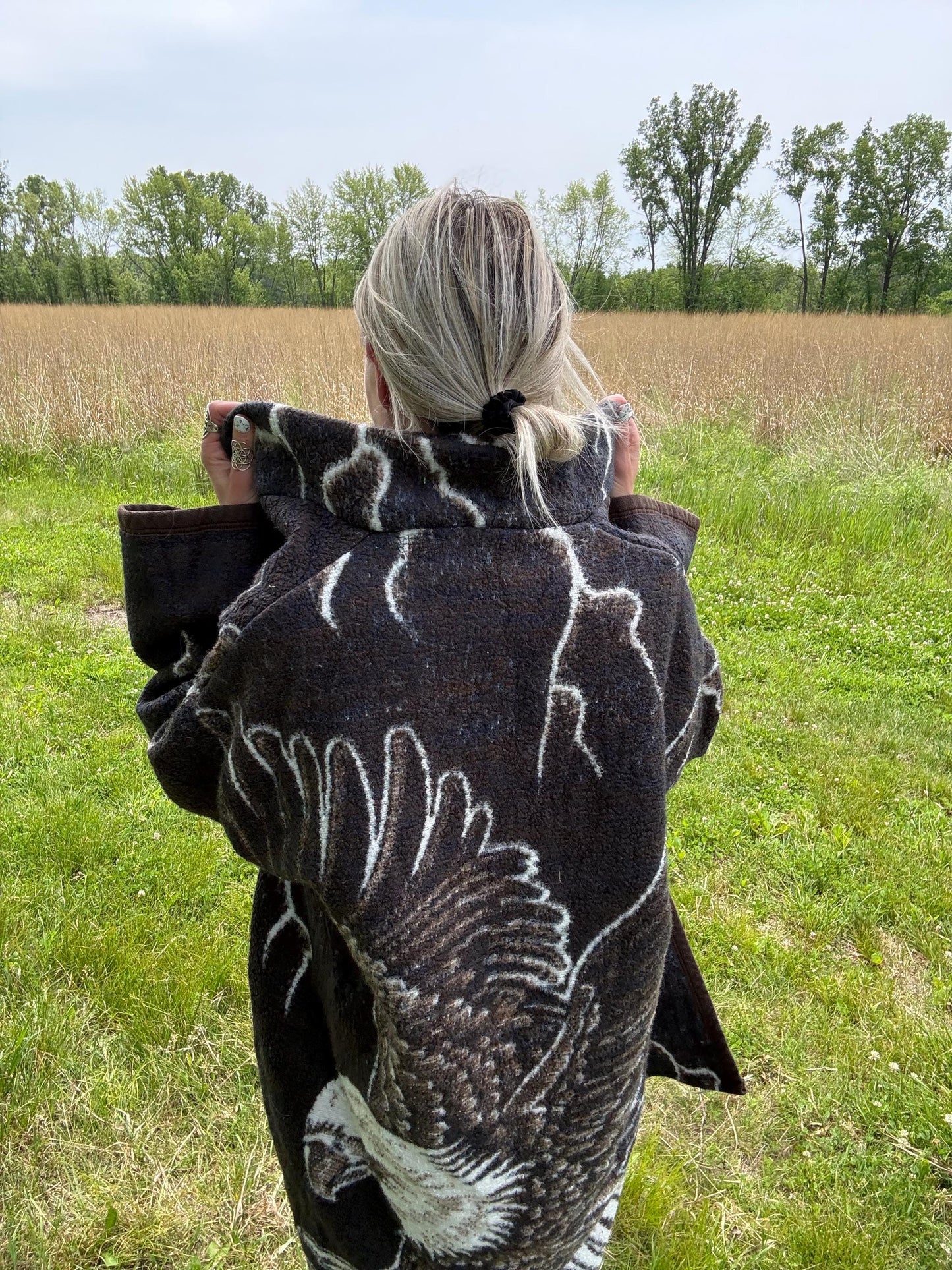 Take Flight Bald Eagle Lightning Fleece Blanket Jacket