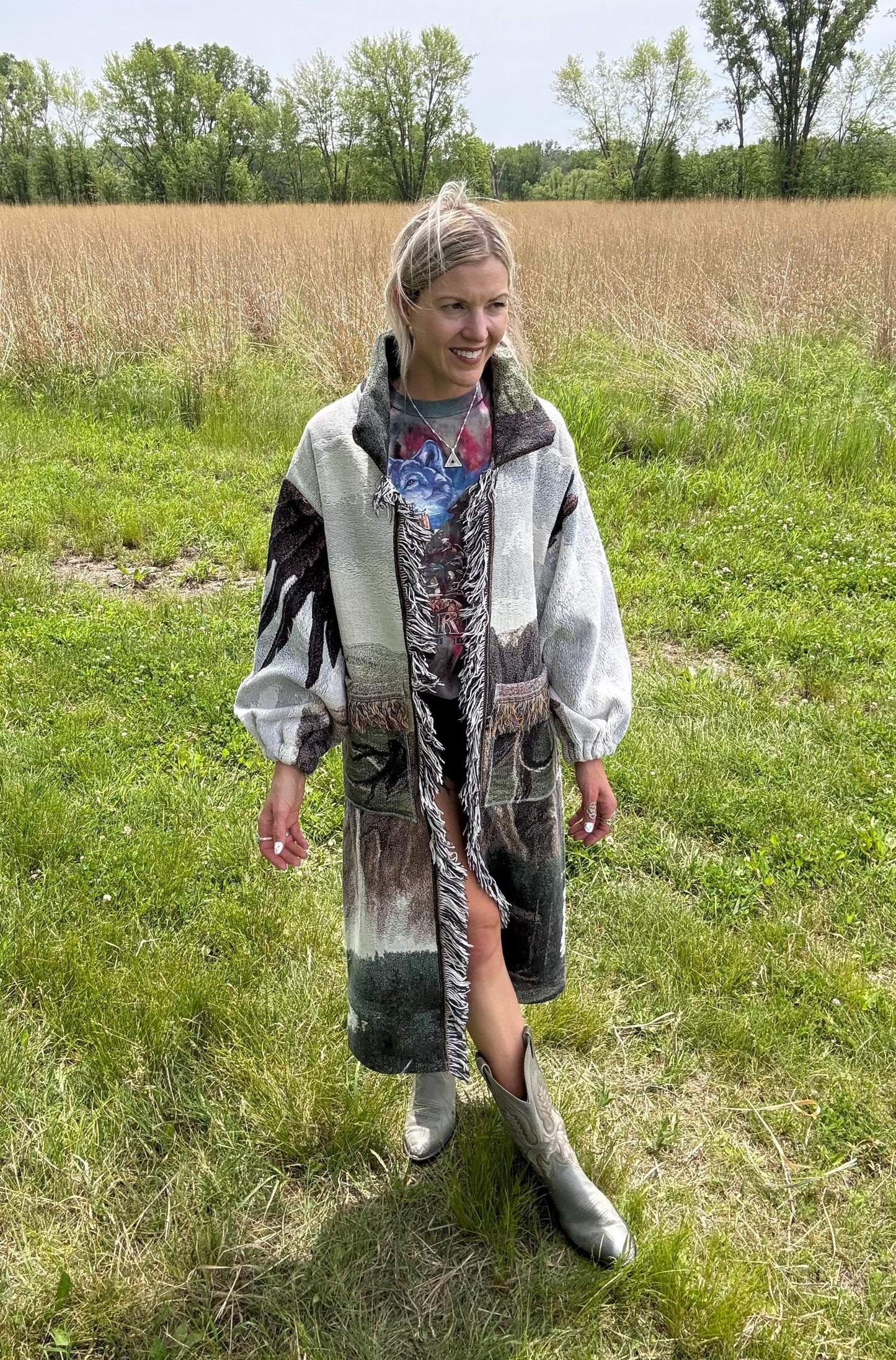 Fly Like An Eagle Cozy Tapestry Blanket Coat