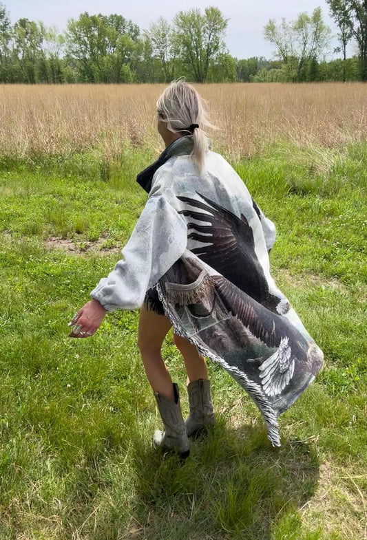 Fly Like An Eagle Cozy Tapestry Blanket Coat