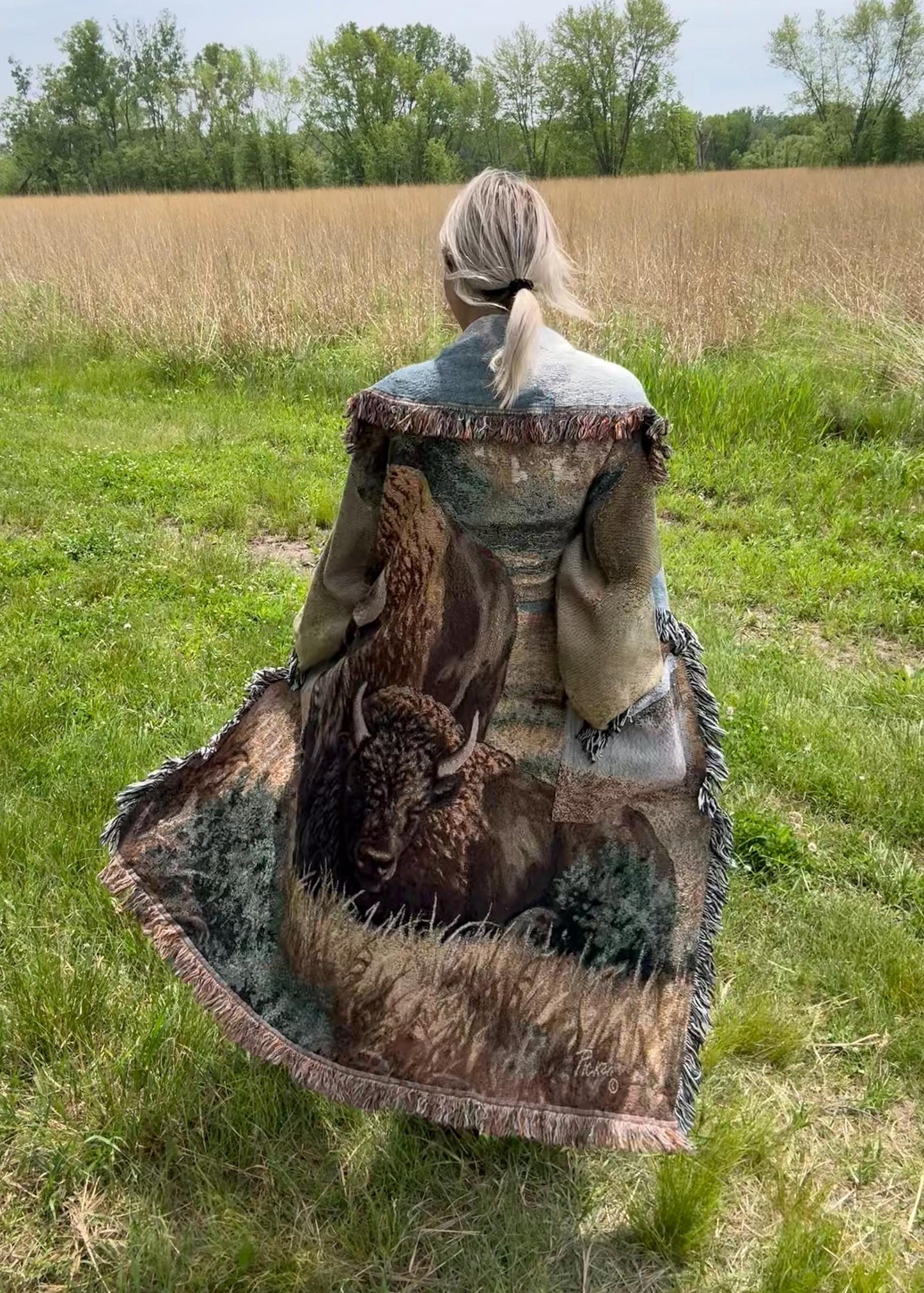 Bison Love Long Boho Blanket Coat
