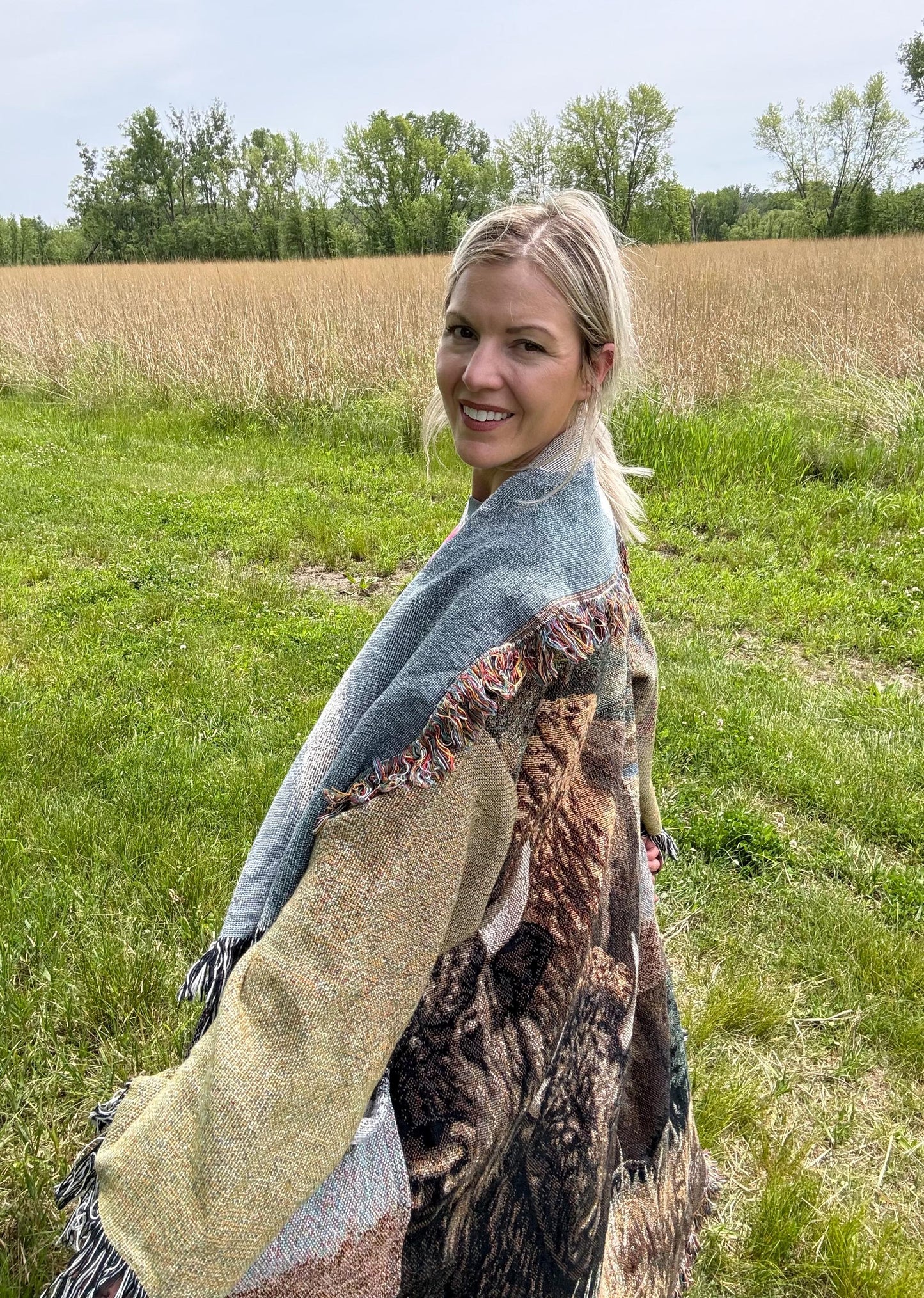Bison Love Long Boho Blanket Coat