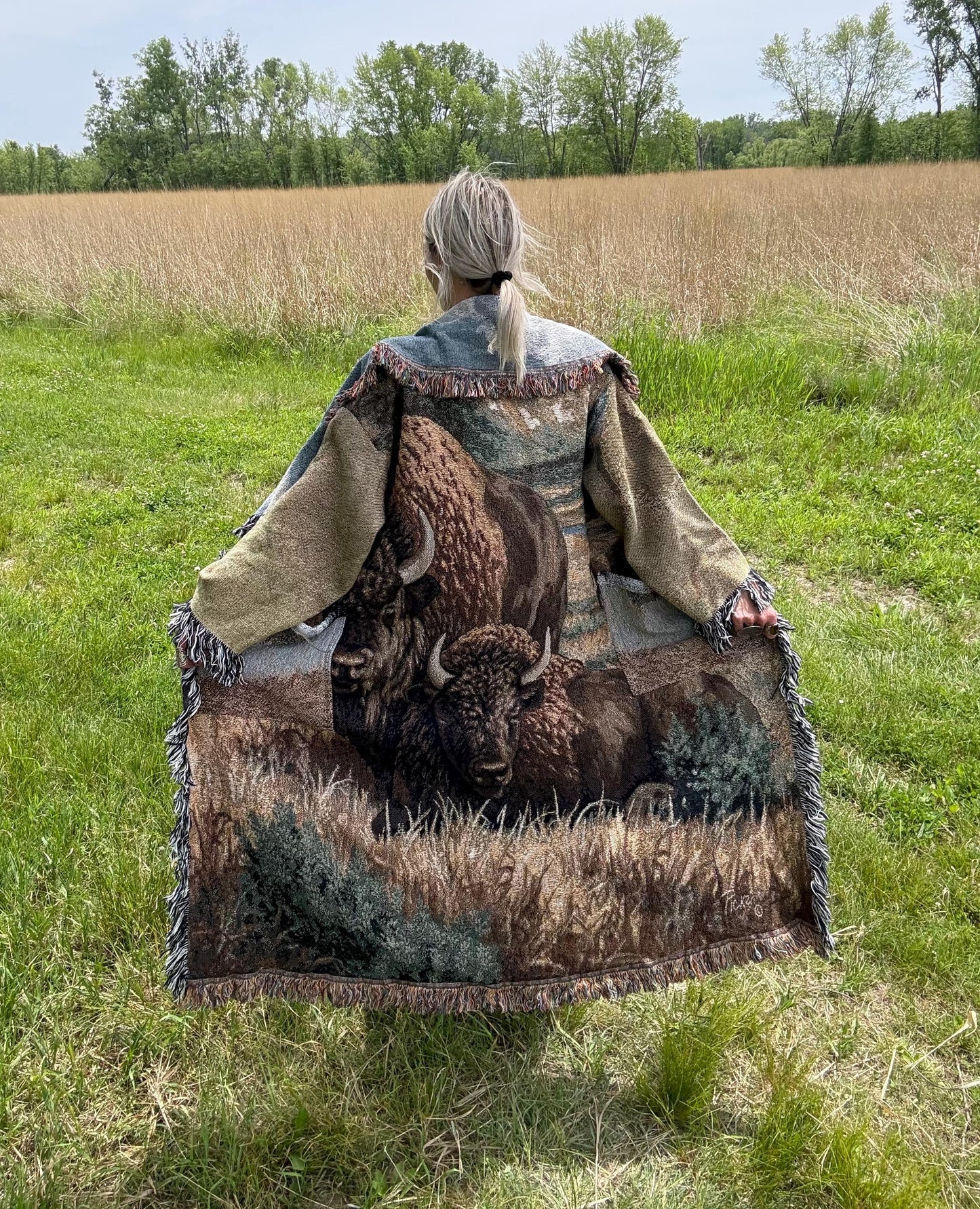 Bison Love Long Boho Blanket Coat