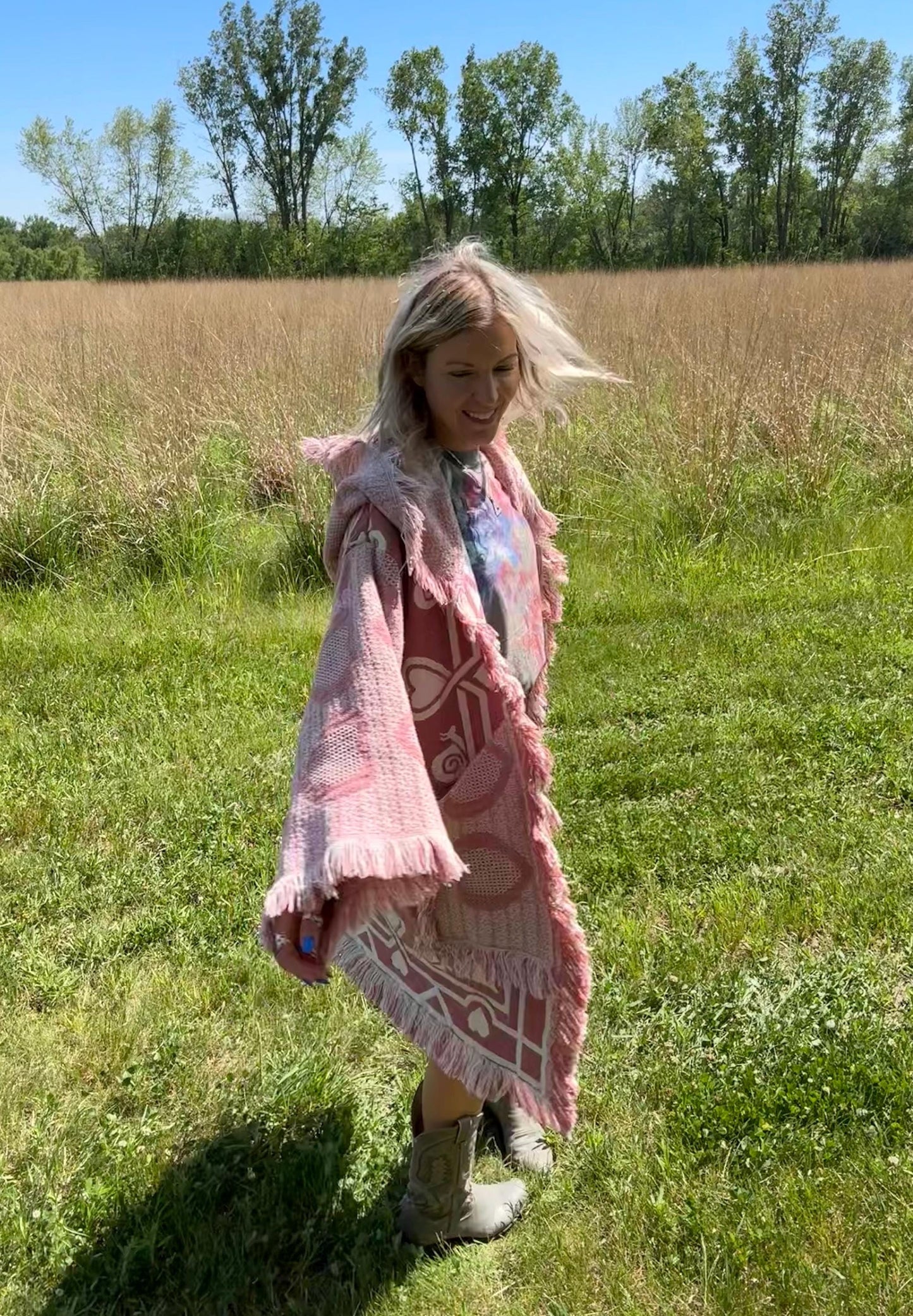 Heart Full Of Love Dusty Pink Oversized Blanket Coat