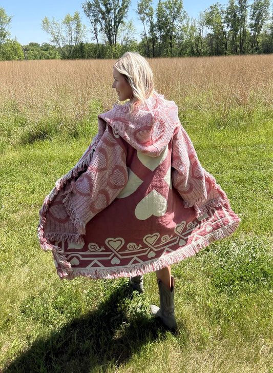 Heart Full Of Love Dusty Pink Oversized Blanket Coat