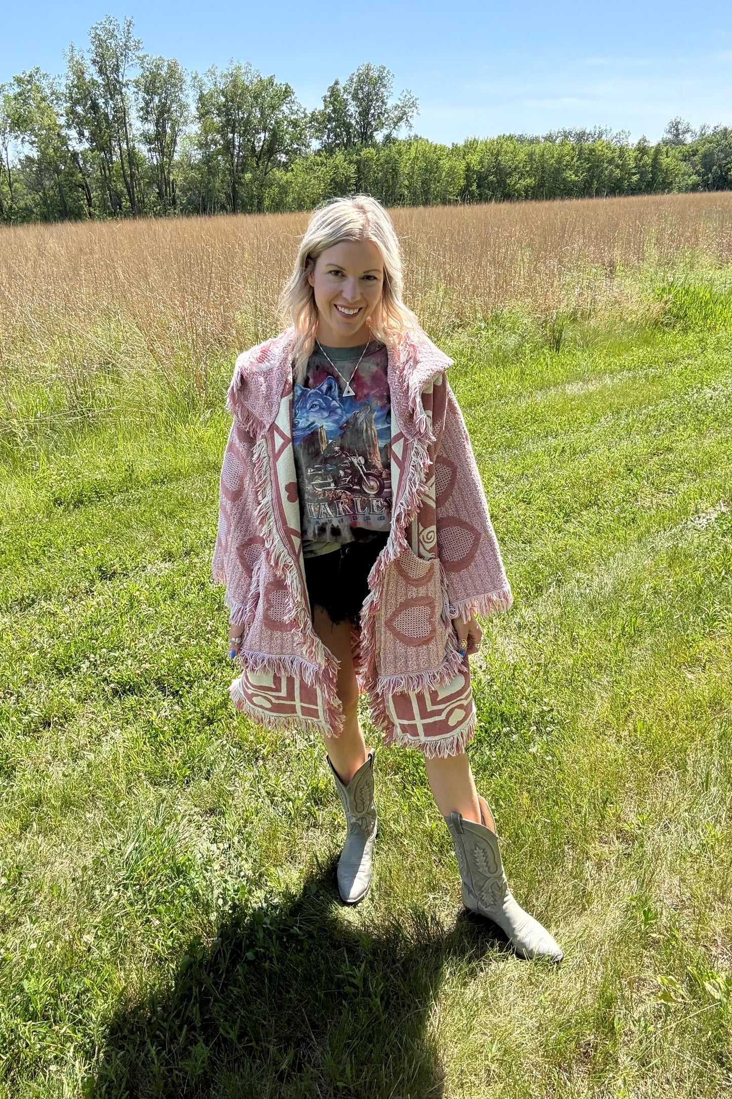 Heart Full Of Love Dusty Pink Oversized Blanket Coat