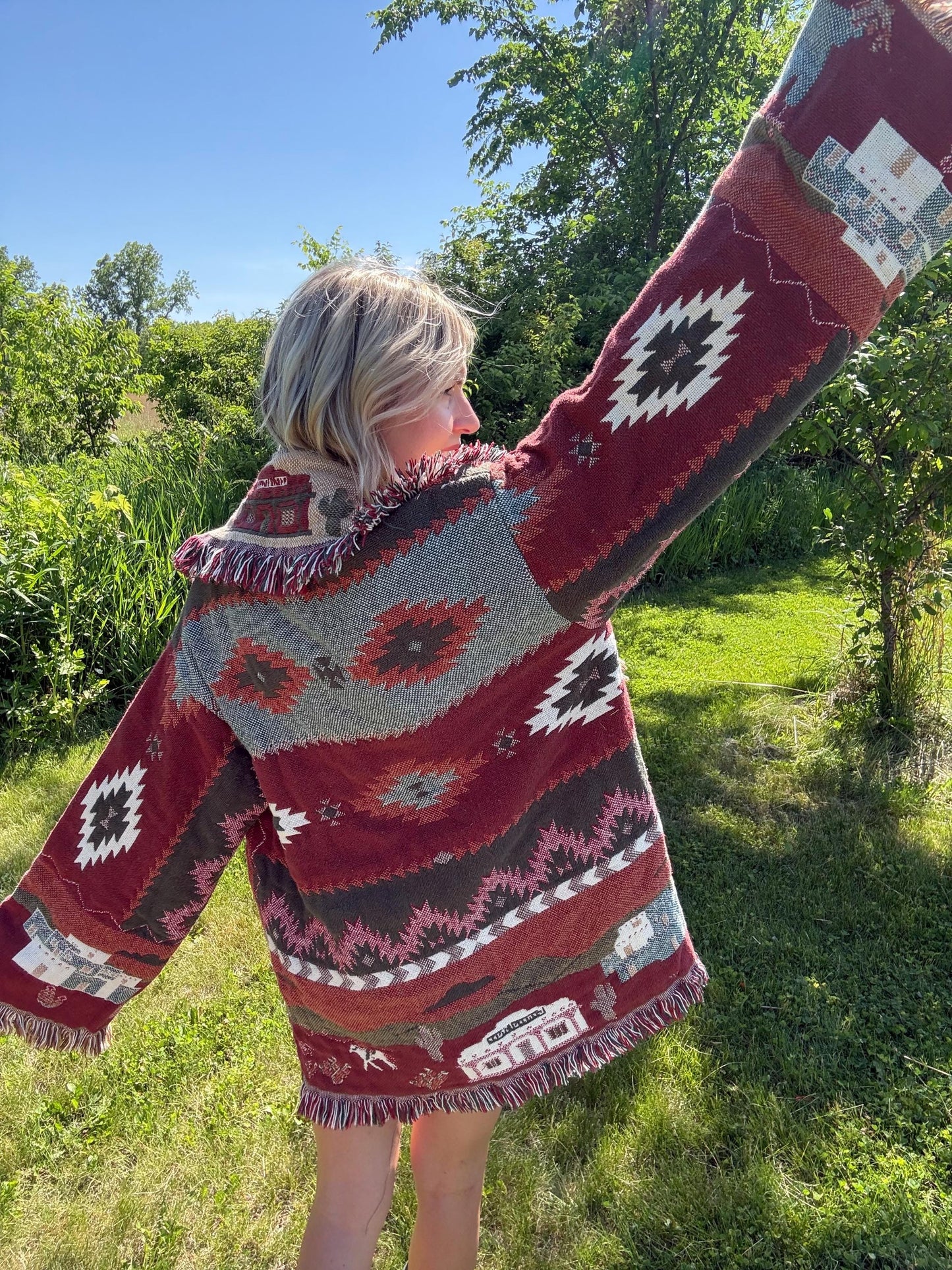 Desert Dreamer Cozy Boho Fringe Blanket Coat
