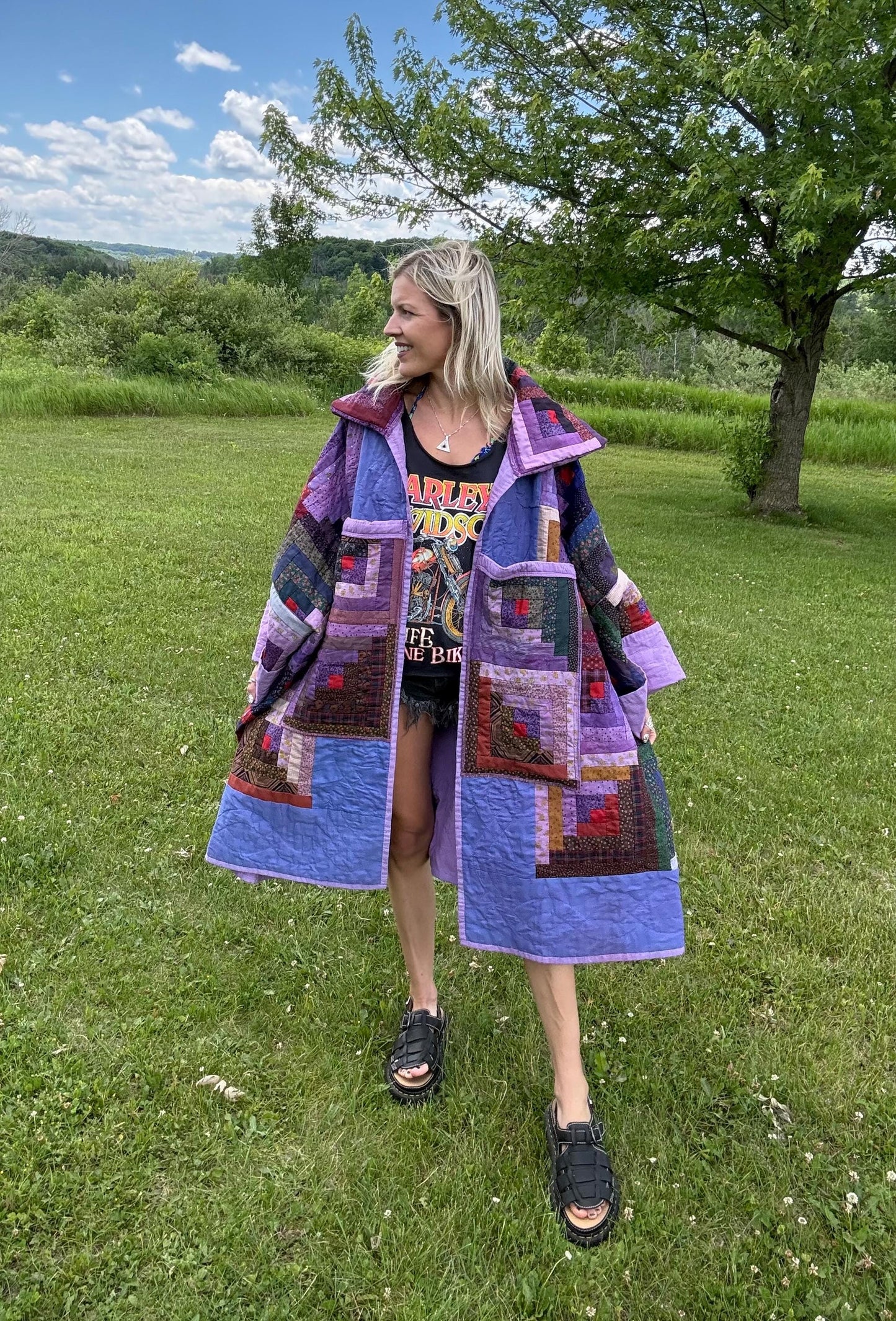 Purple Dream Extra Oversized Statement Quilt Jacket