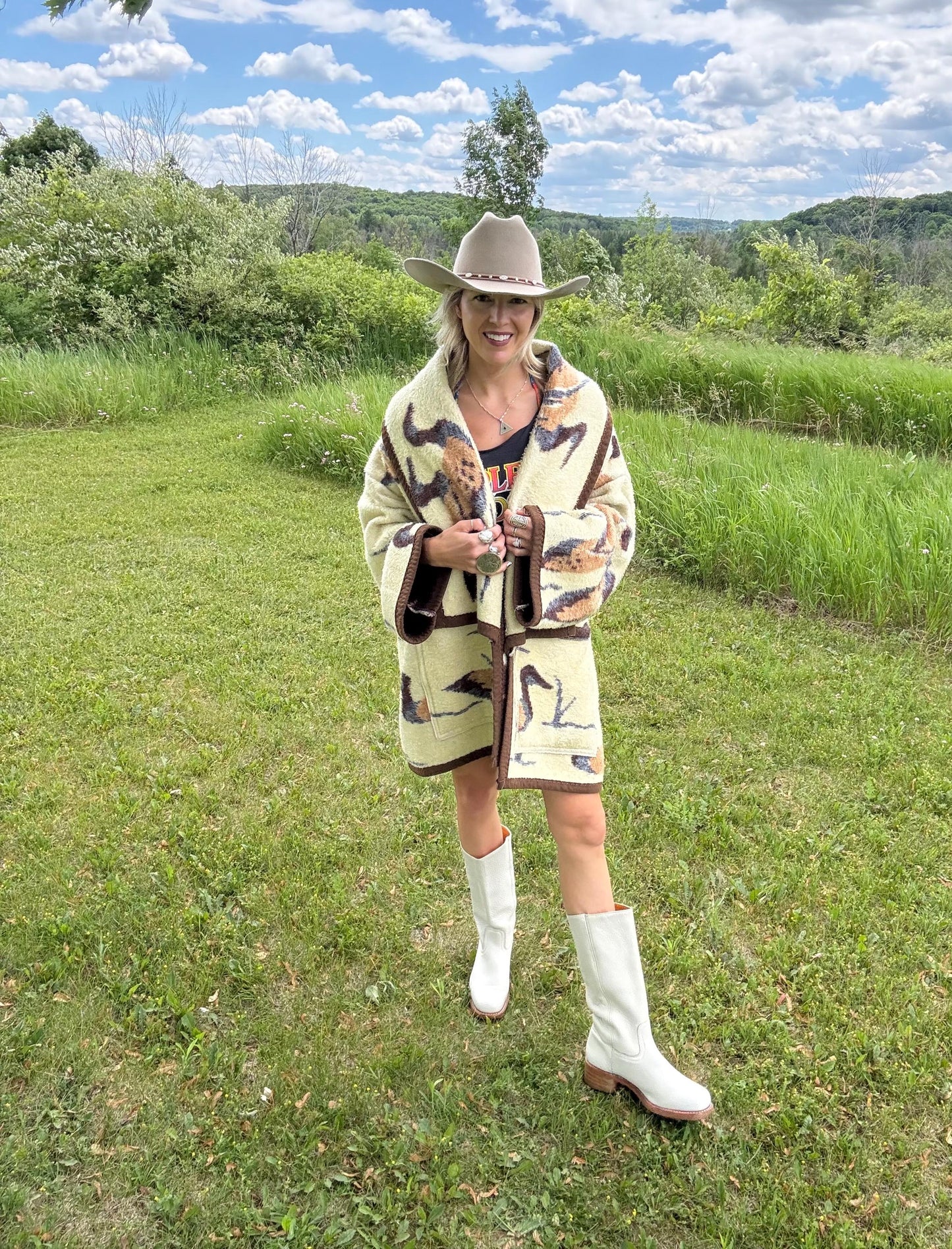 Adorable Ducklings Cream Neutral Fleece Blanket Coat