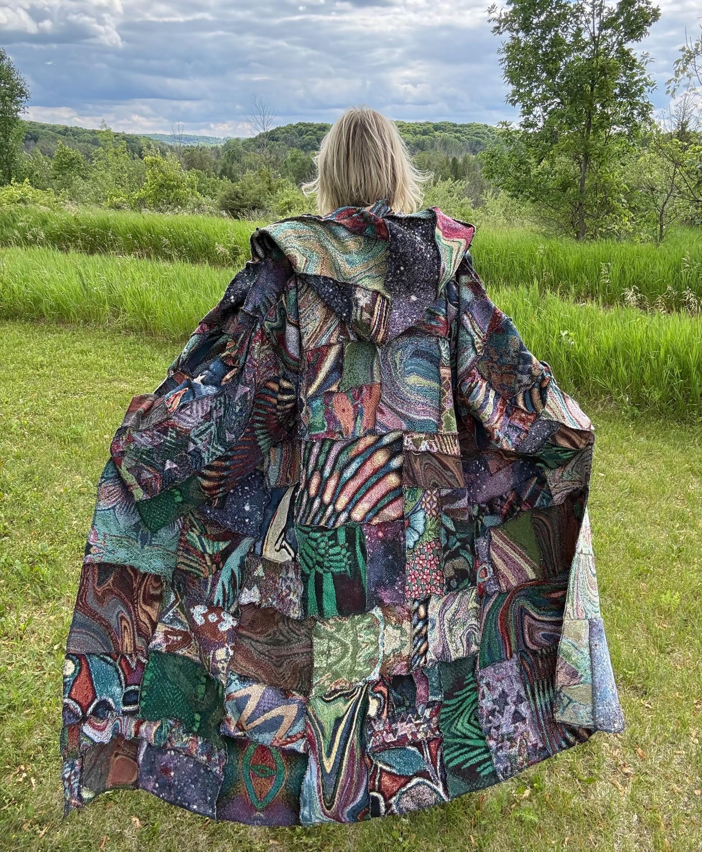 Live Your Dreams Extra Oversized Psychedelic Art Patchwork Blanket Coat